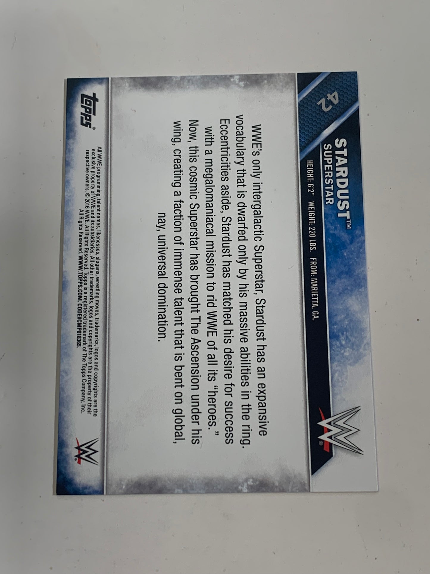 Stardust aka Cody Rhodes 2016 WWE Topps Card
