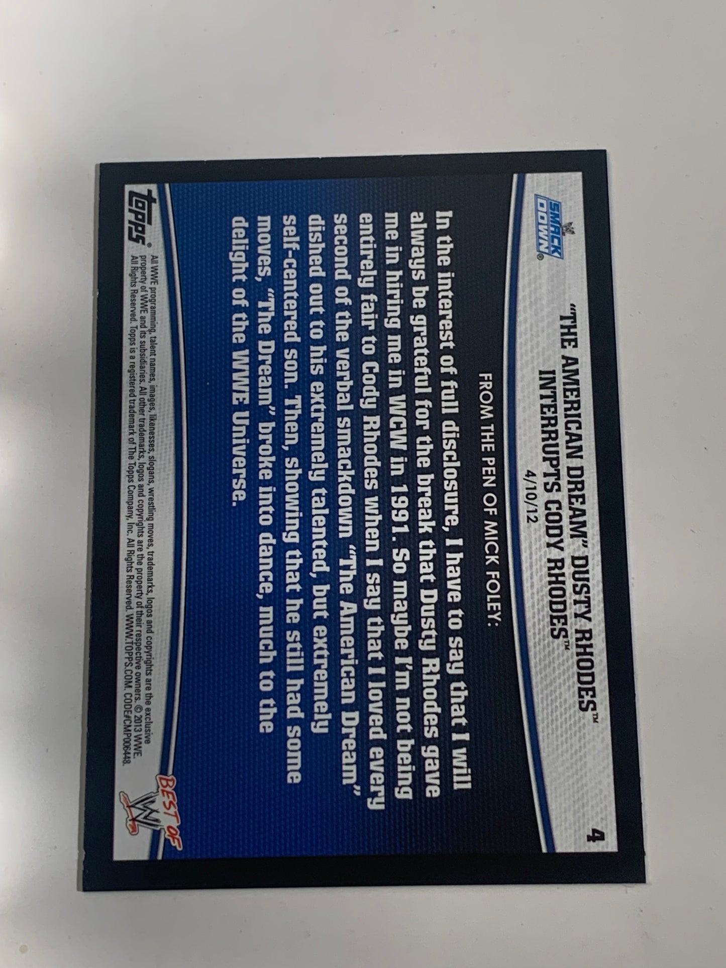 Cody Rhodes & Dusty Rhodes 2013 WWE Topps Road To Wrestlemania Card