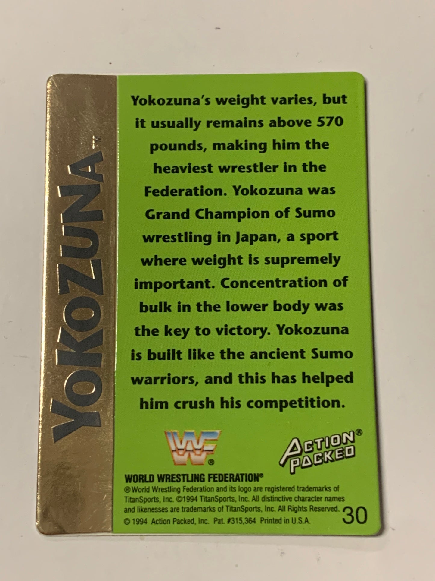 Yokozuna 1994 WWF WWE Action Packed Card