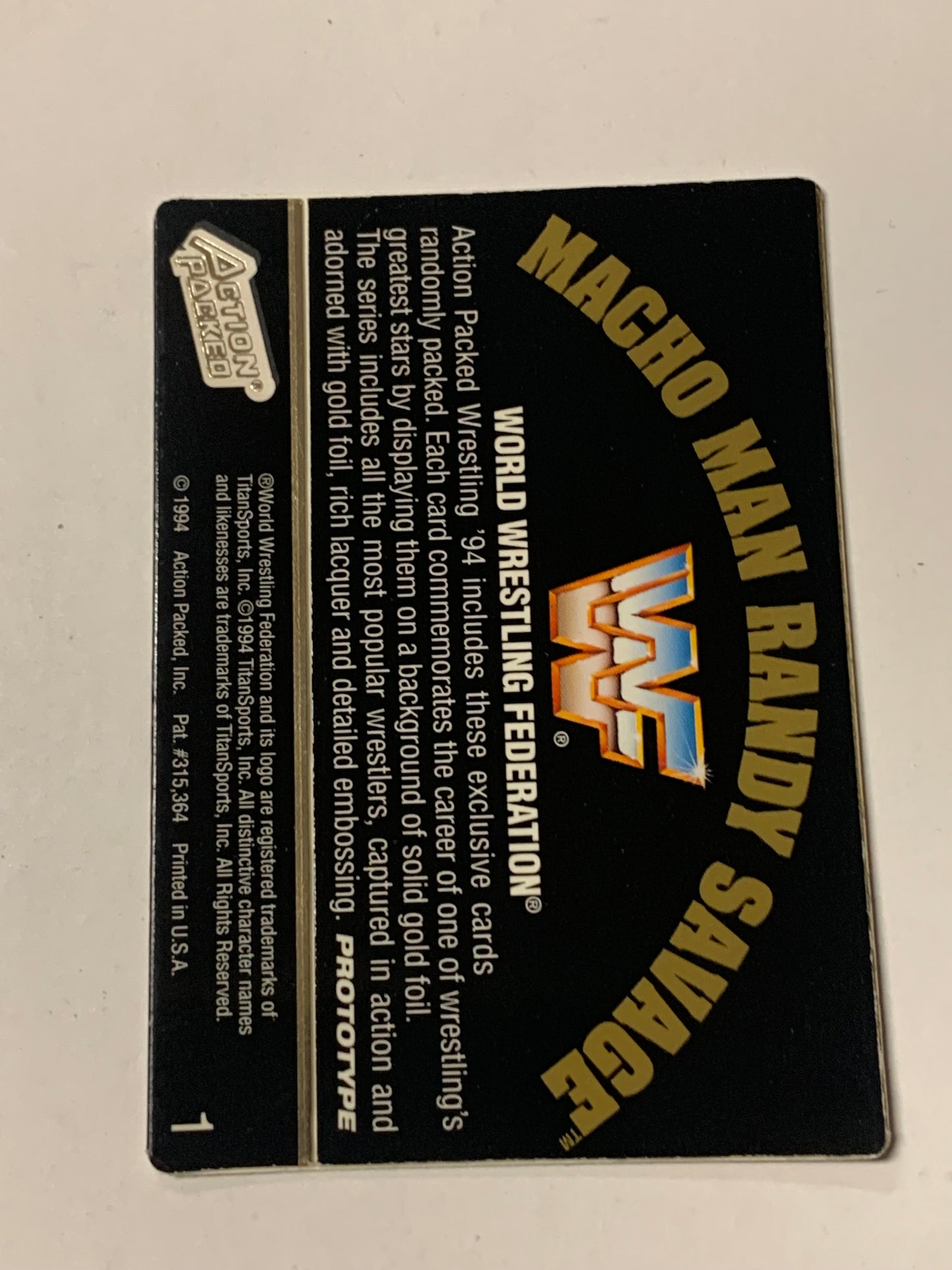 Randy Savage 1994 WWF WWE Action Packed GOLD