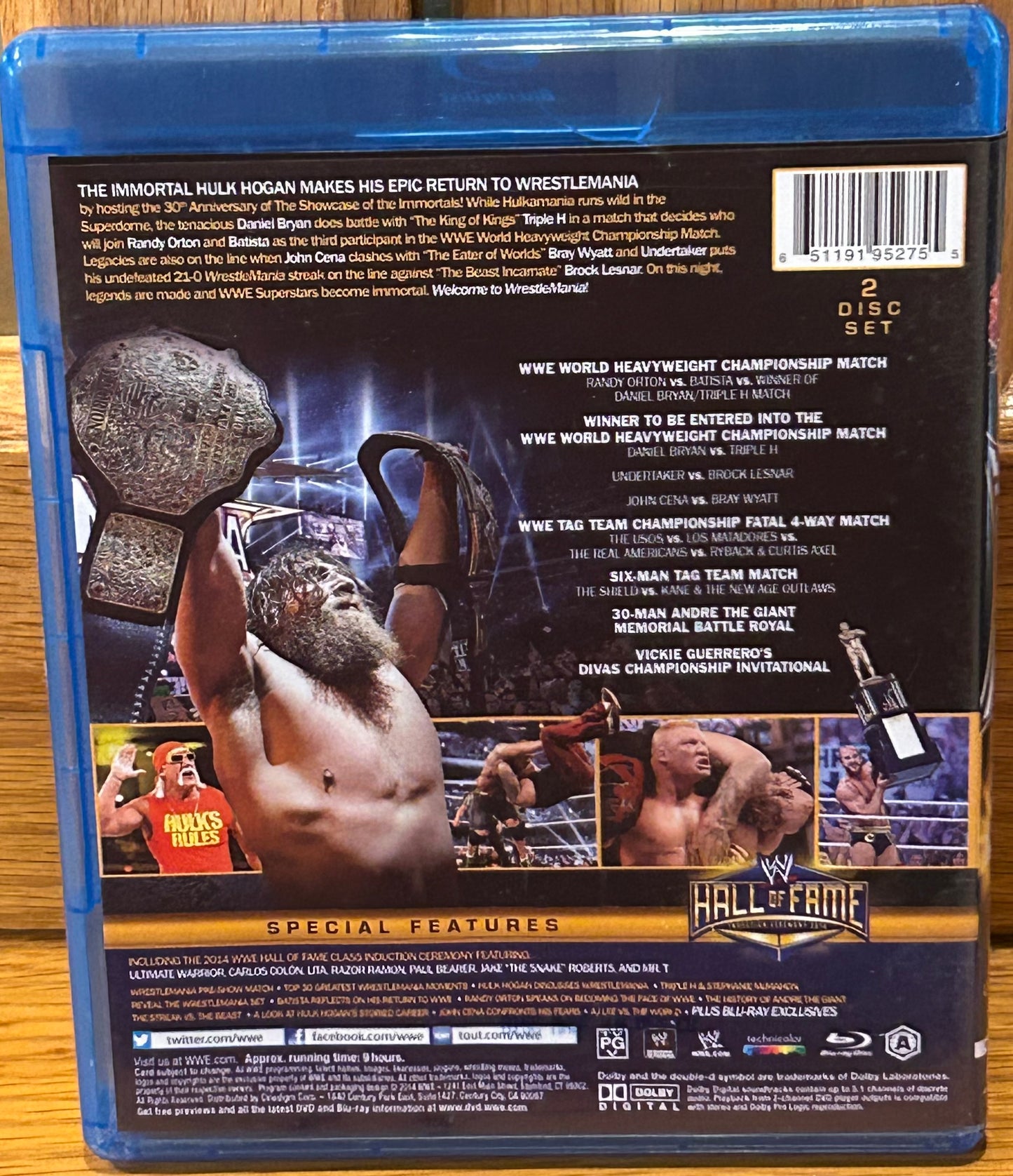 WWE Wrestlemania 30 Blue-ray (2-Disc Set) Hulk Hogan, Bray Wyatt, Brock Lesnar & so many more)