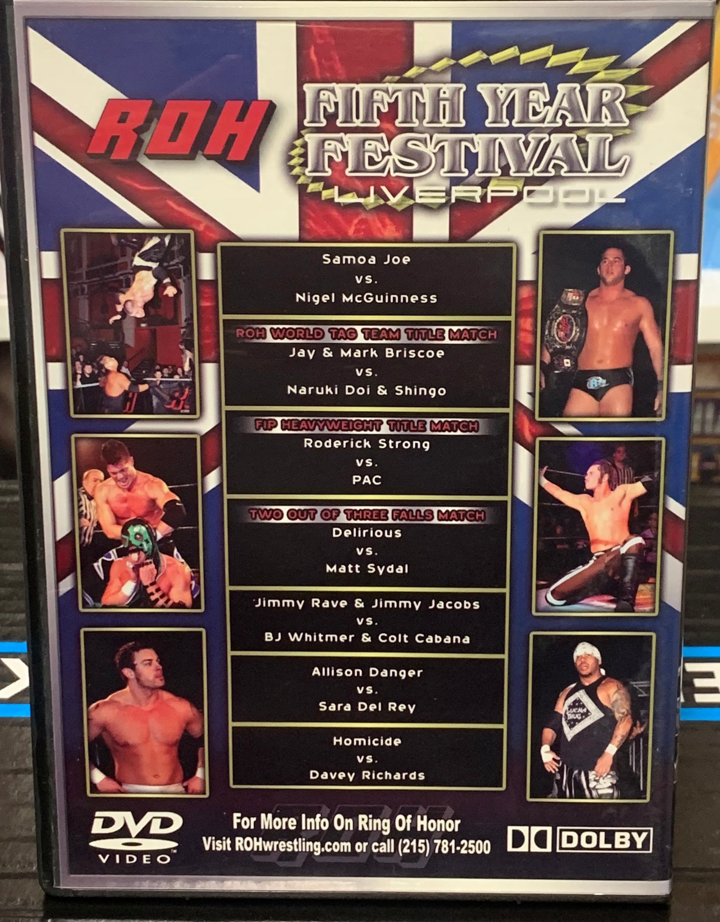 ROH Ring of Honor DVD “Fifth Year Festival, Liverpool” 3/3/07 (Samoa Joe, Nigel, Briscoes, PAC & so much more)