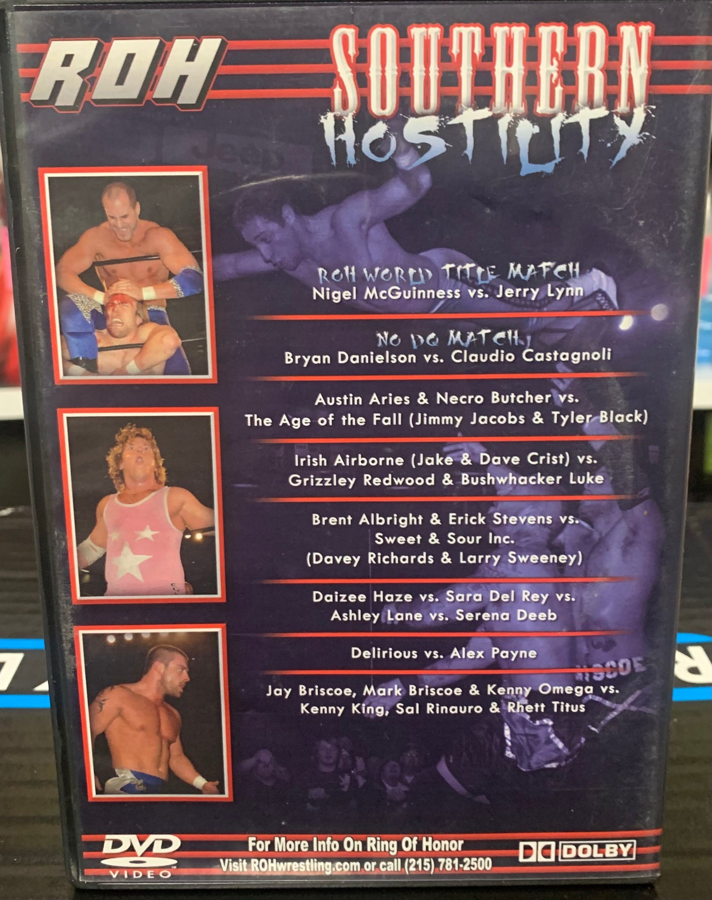 ROH Ring of Honor DVD “Southern Hostility” 12/6/08 (Jerry Lynn, Danielson, Aries, Tyler Black & so much more)