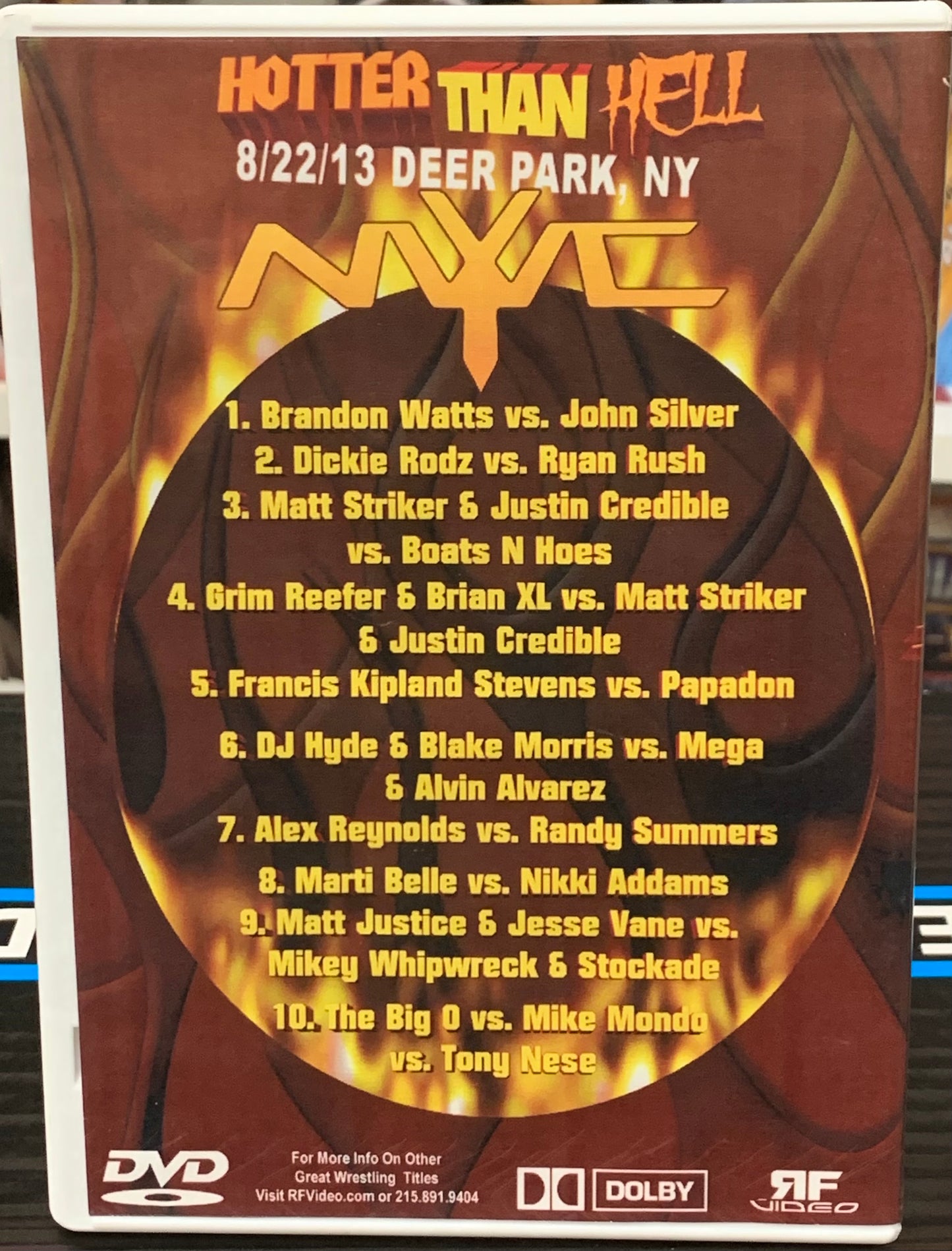 NYWC New York Wrestling Connection DVD “Hotter Than Hell” 8/22/13 (Matt Striker, Justin Credible, Mikey Whipwreck, Tony Nese & so much more)