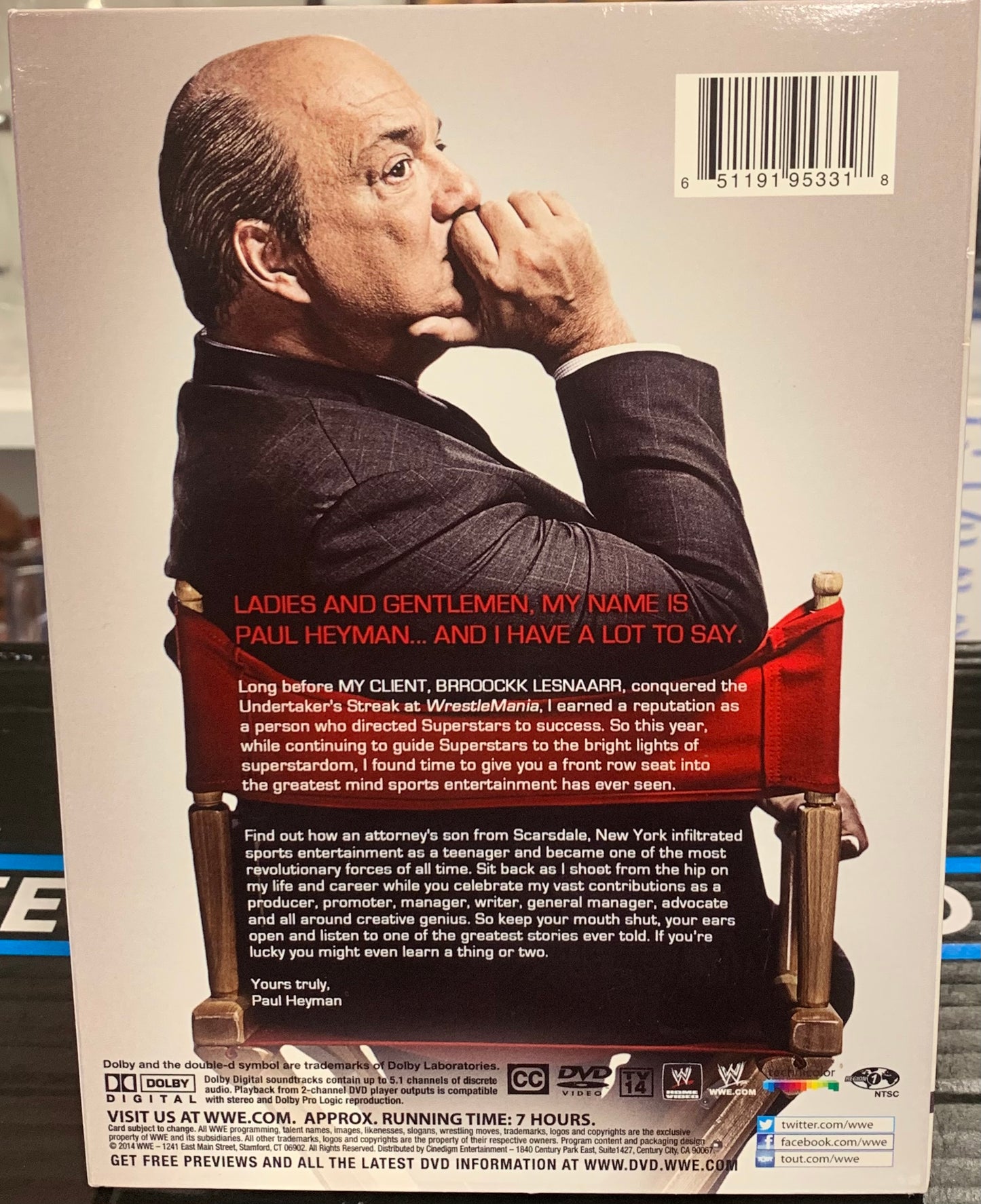 WWE DVD “Ladies & Gentleman, My Name Is PAUL HEYMAN” (3-Disc Set)