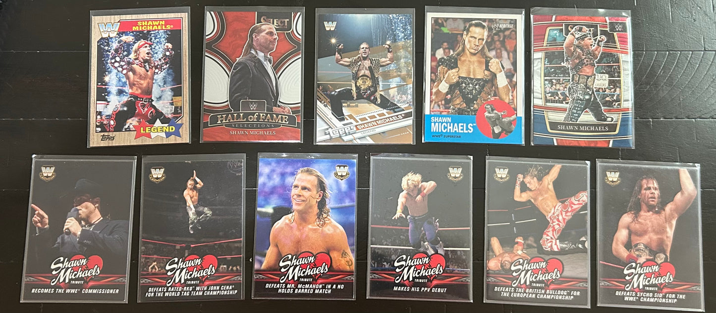 Shawn Michaels WWE Wrestling Card Lot (11 Cards Total)