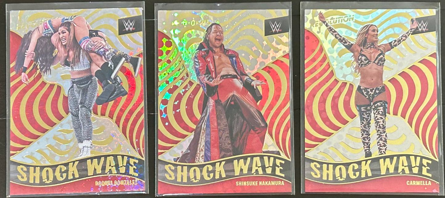 WWE 2022 Revolution Card lot (Carmella, Nakamura & Raquel Rodriguez)