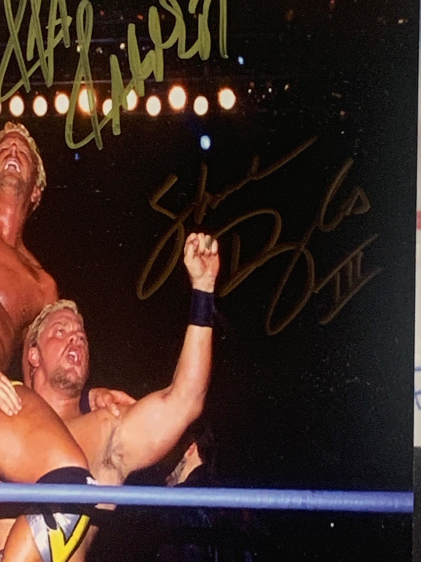 Jeff Jarrett Shane Douglas Buff Bagwell Triple Signed 8x10 Photo (Comes w/COA)