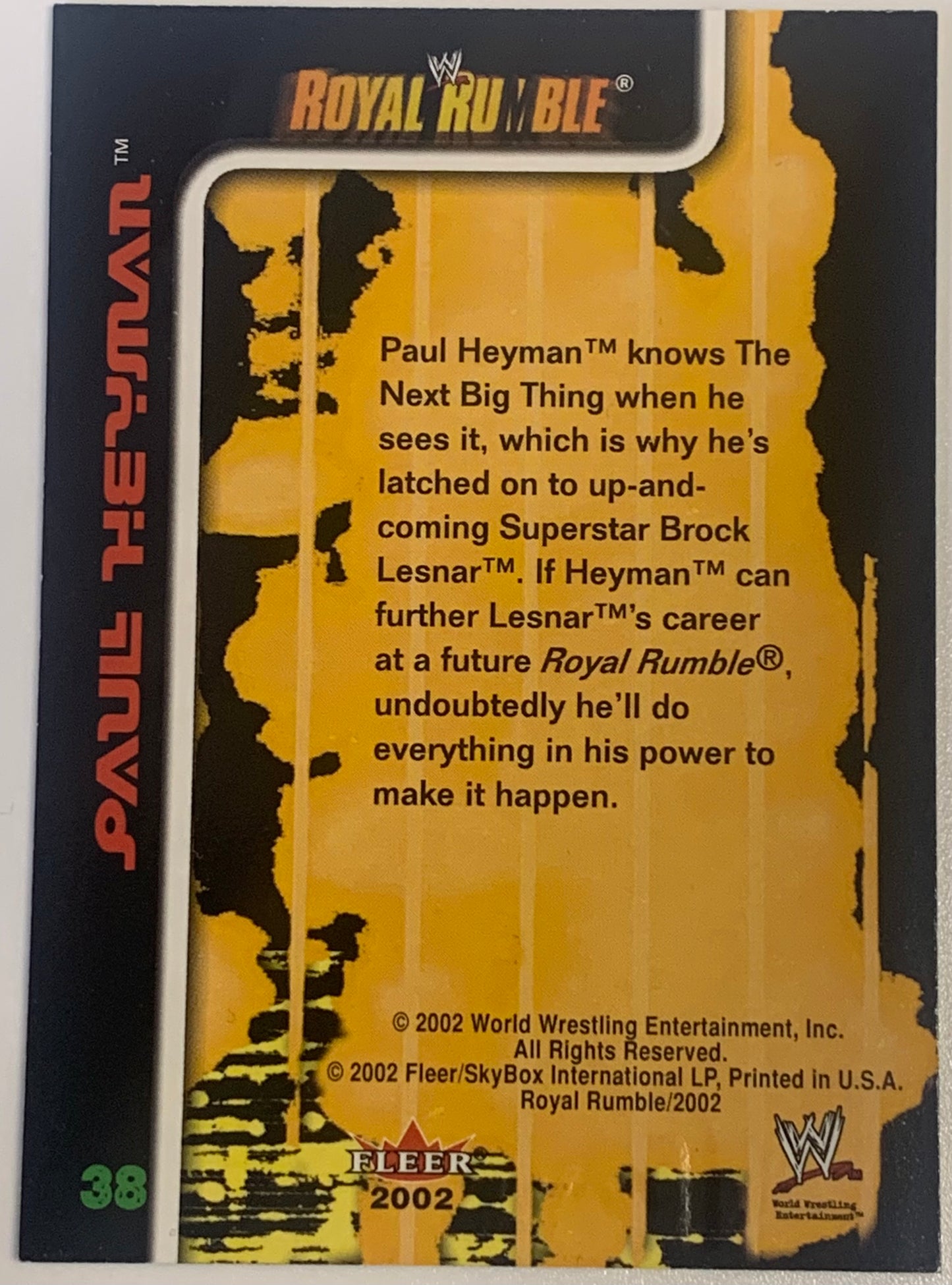 Paul Heyman 2002 WWE Fleer Card (1st WWE Card)