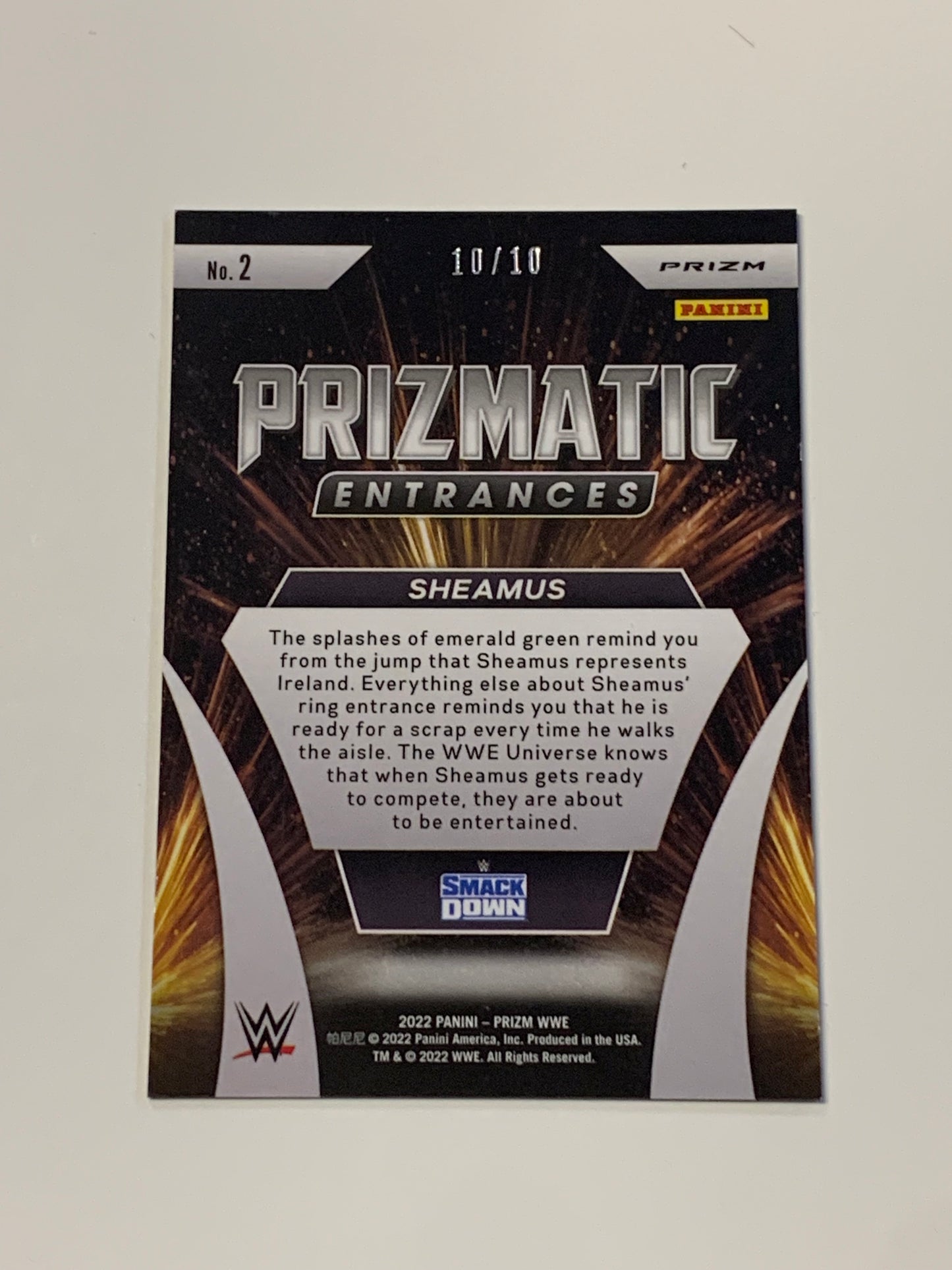 Sheamus 2022 WWE Prizm GOLD Prizmatic Entrances Serial #10/10