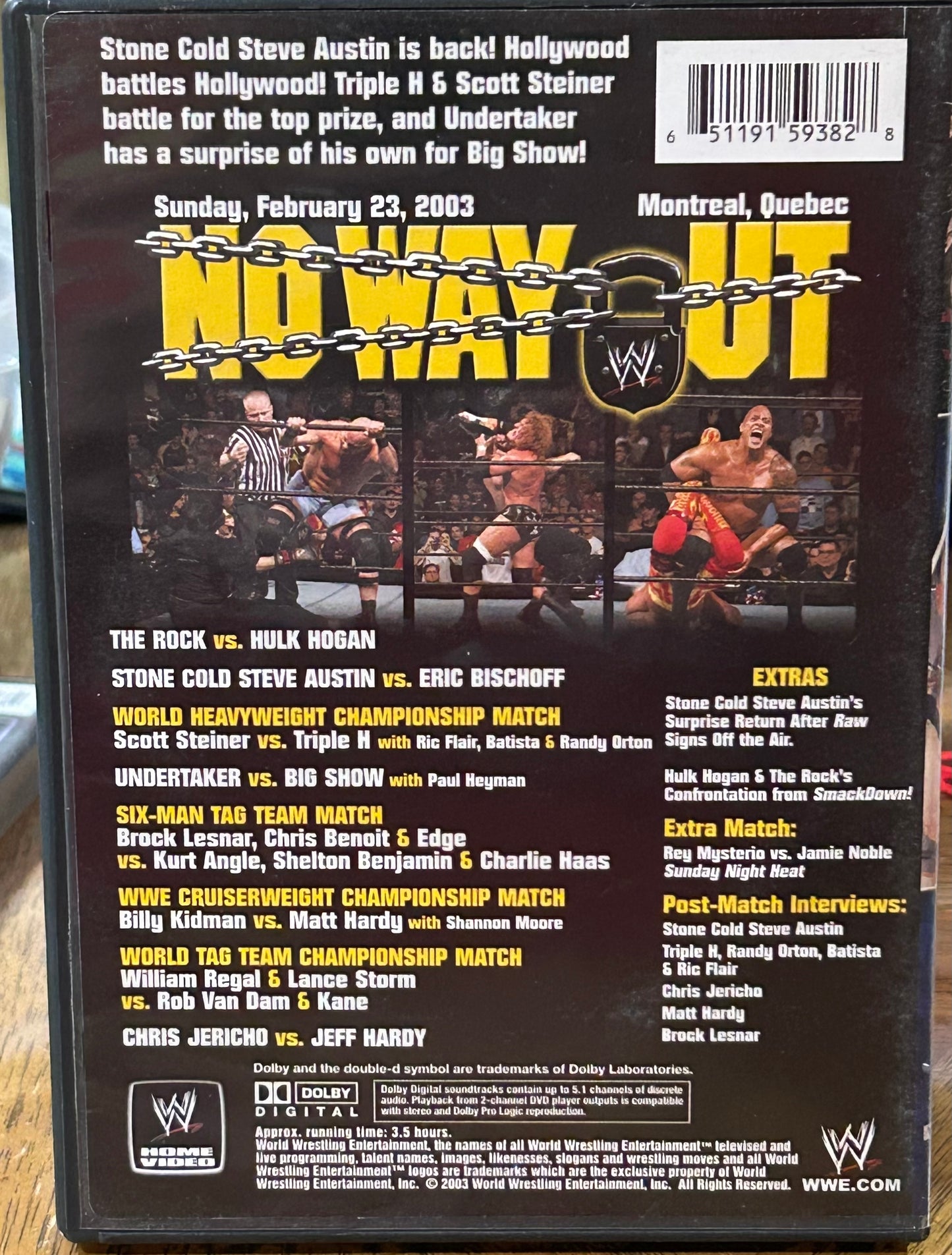 * WWE No Way Out 2003 DVD (Hulk Hogan, Rock, Austin & so much more)