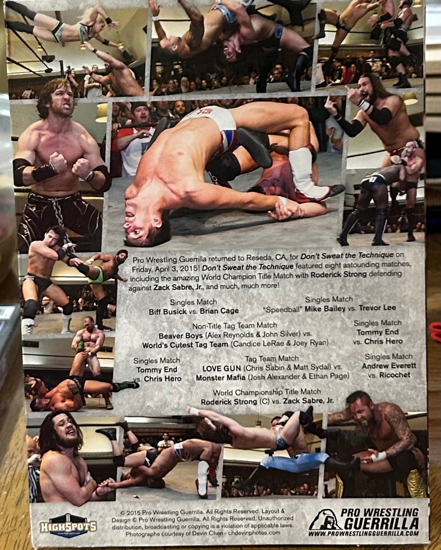 * PWG DVD “Dont Sweat The Technique” 4/3/2015 (Zack Sabre jr, Roderick Strong, Brian Cage & so much more)