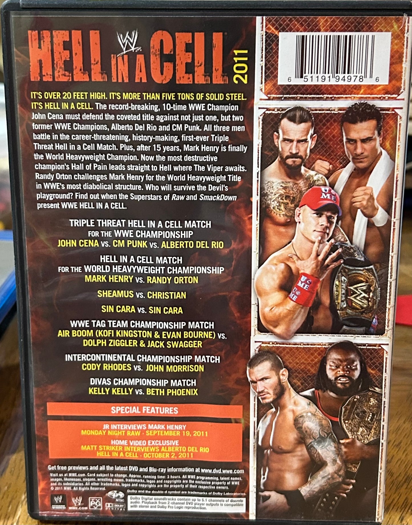 WWE Hell In a Cell 2011 DVD (CM Punk, John Cena, Del Rio & so much more)