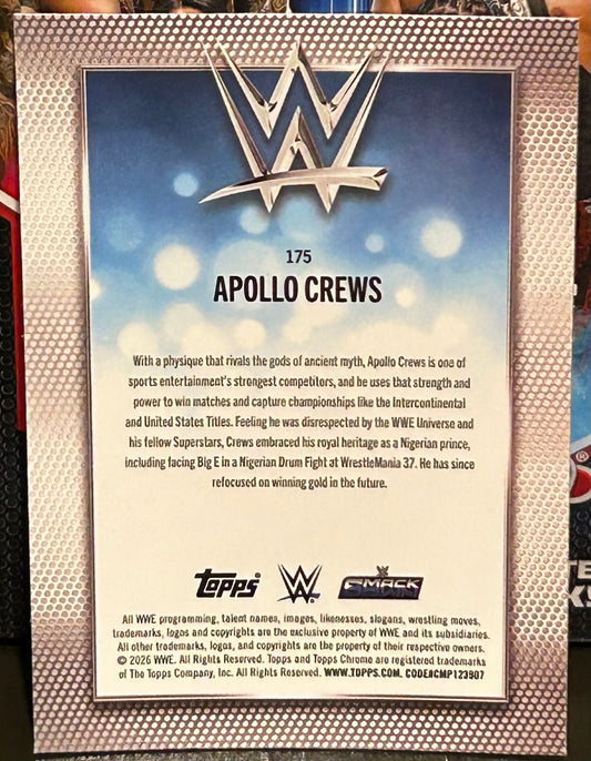 + Apollo Crews 2026 WWE Topps Chrome Diamond Plate REFRACTOR Card