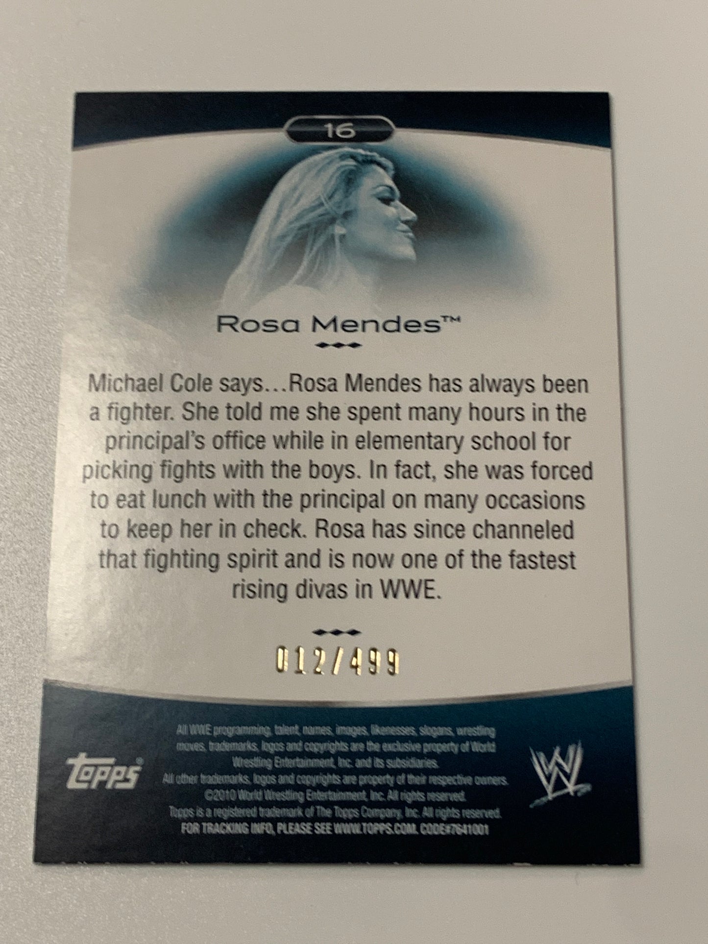 Rosa Mendes 2010 WWE Topps Platinum Green Parallel #12/499