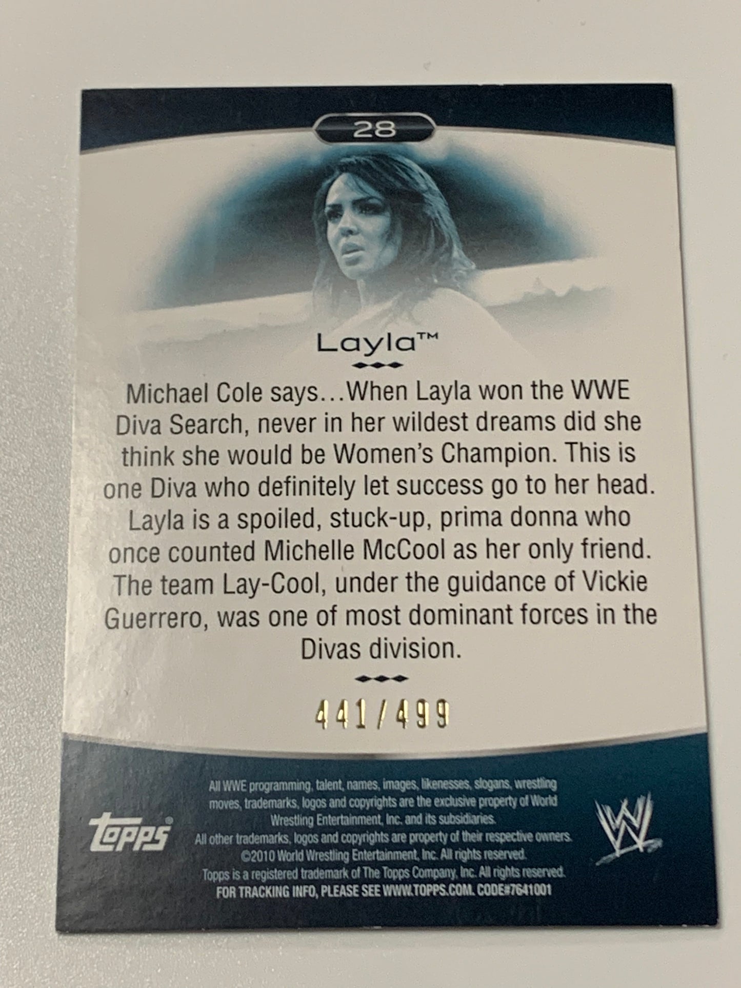 Layla 2010 WWE Topps Platinum Green Parallel Card #441/449