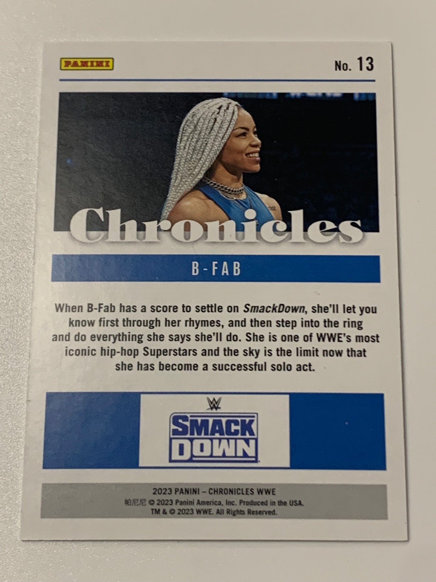B-Fab 2023 WWE Panini Chronicles Green Parallel ROOKIE #12/75