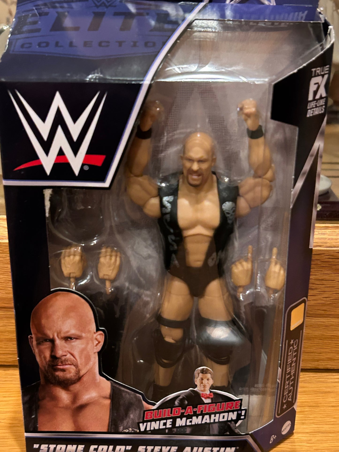Stone Cold Steve Austin WWE Mattel Wrestlemania Elite Action Figure (box was opened, but figure in MINT condition) No BAF inside