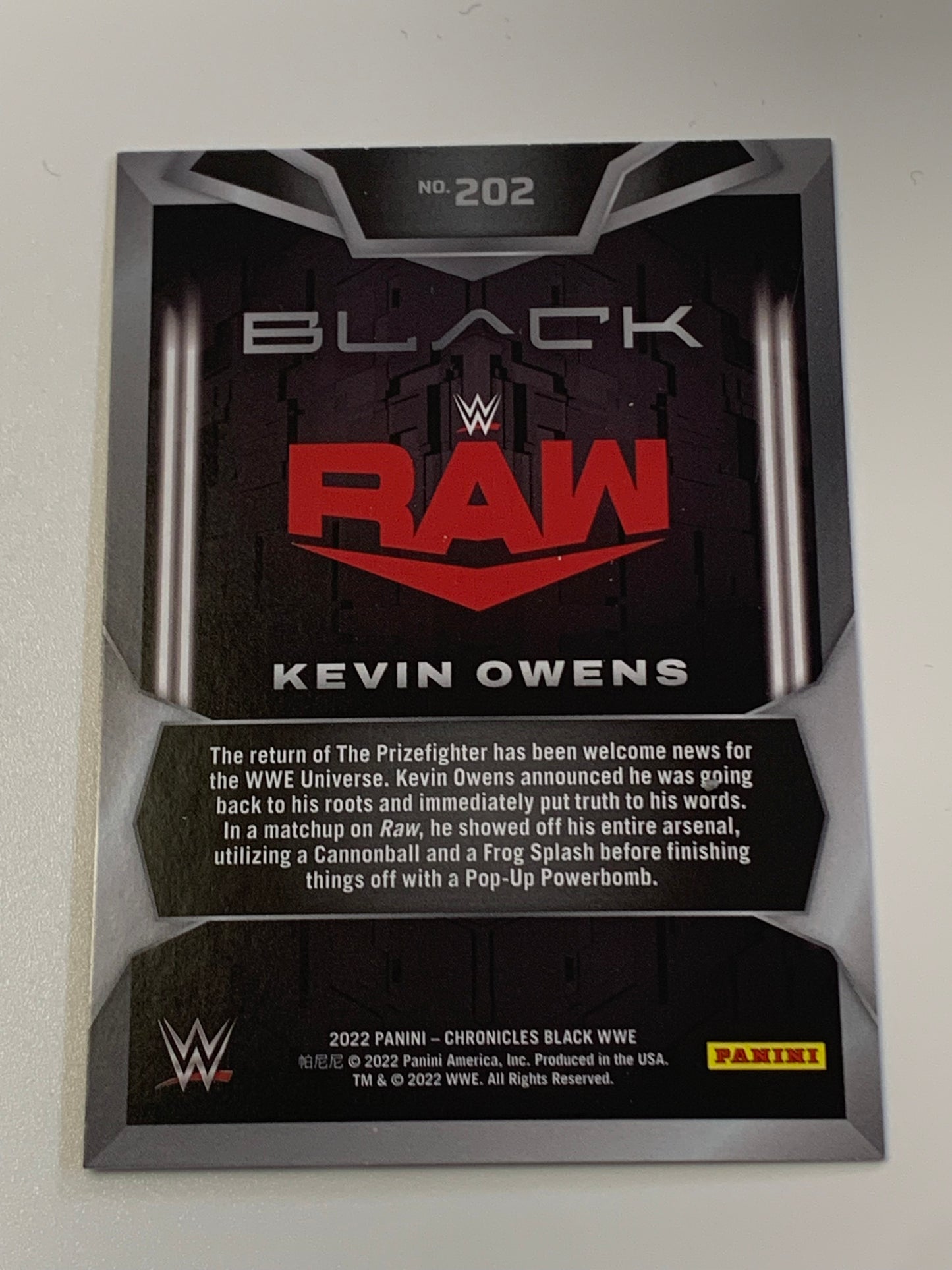 Kevin Owens 2022 WWE Panini Chronicles Black Card