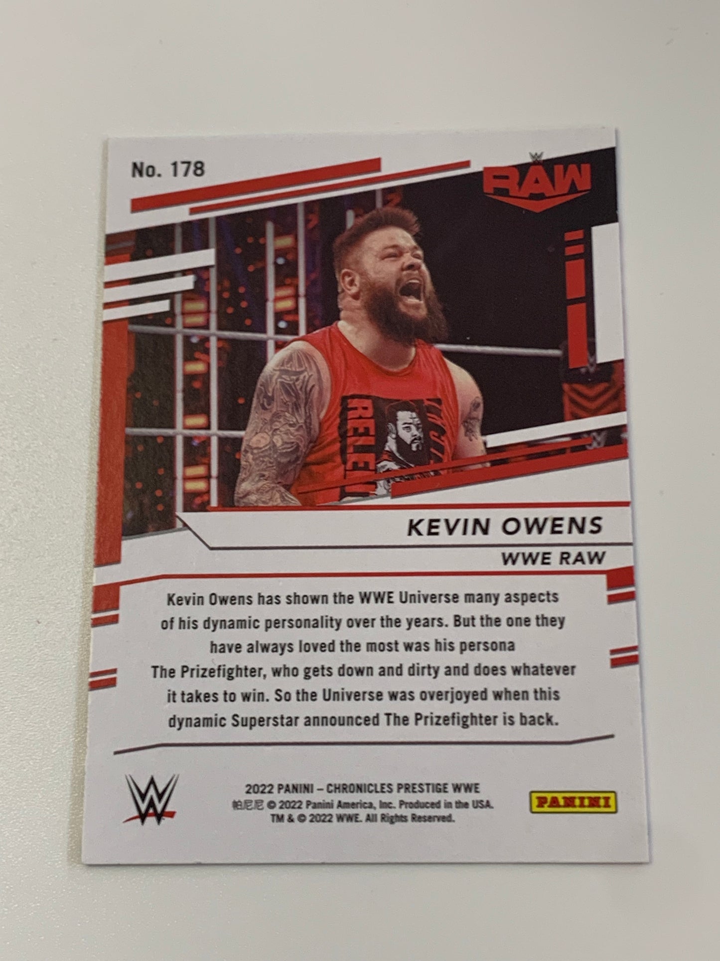 Kevin Owens 2022 WWE Panini Chronicles Prestige Card