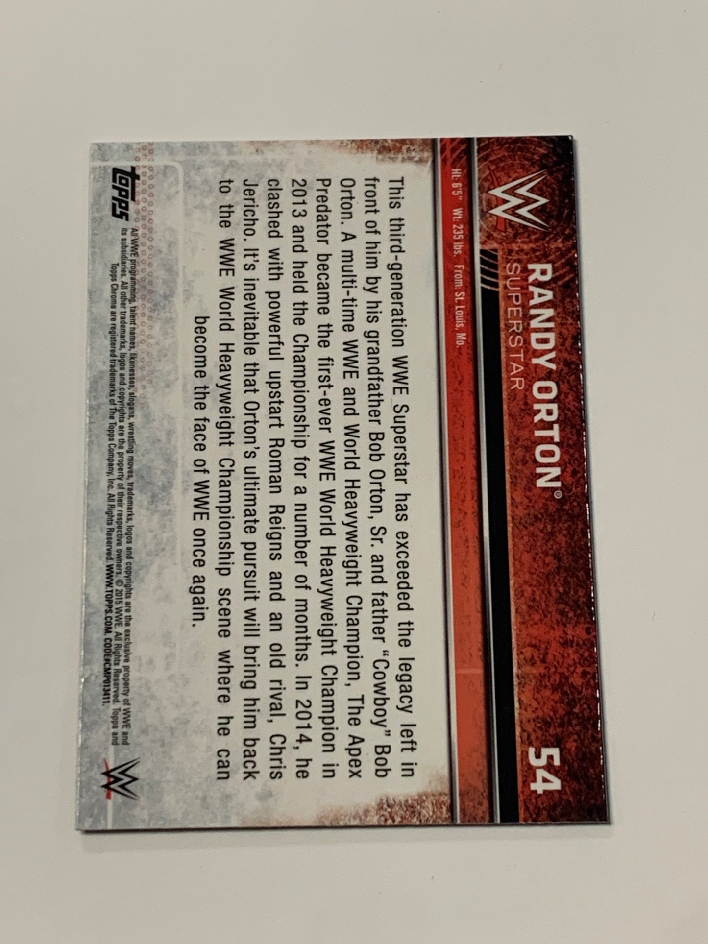 Randy Orton 2015 WWE Topps Chrome Card