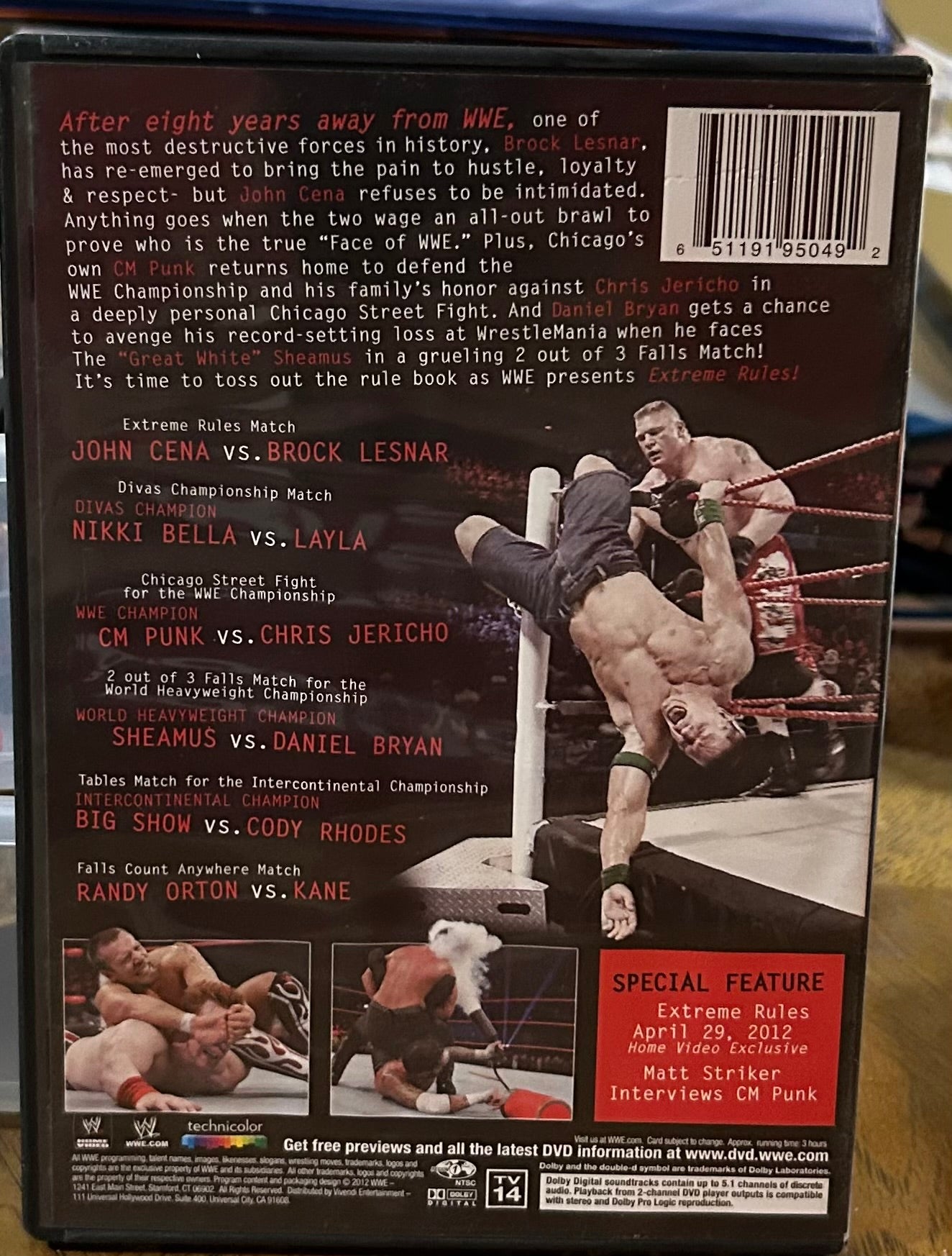 WWE “Extreme Rules 2012” DVD (John Cena, Brock Lesnar)