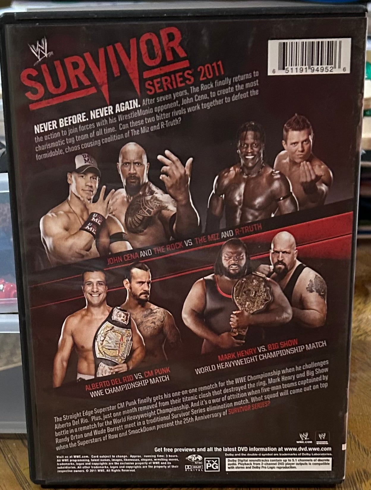 WWE “Survivor Series 2011” DVD (John Cena, The Rock)