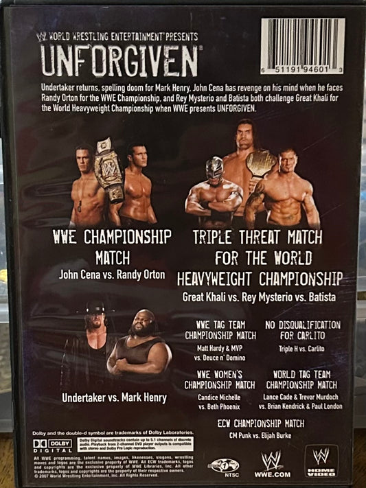 * WWE “Unforgiven 2007” DVD (Cena, Orton, Batista & so much more)