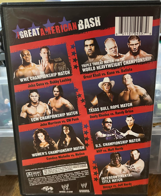 * WWE “The Great American Bash 2007” DVD (CM Punk, Cena, Batista & so much more)