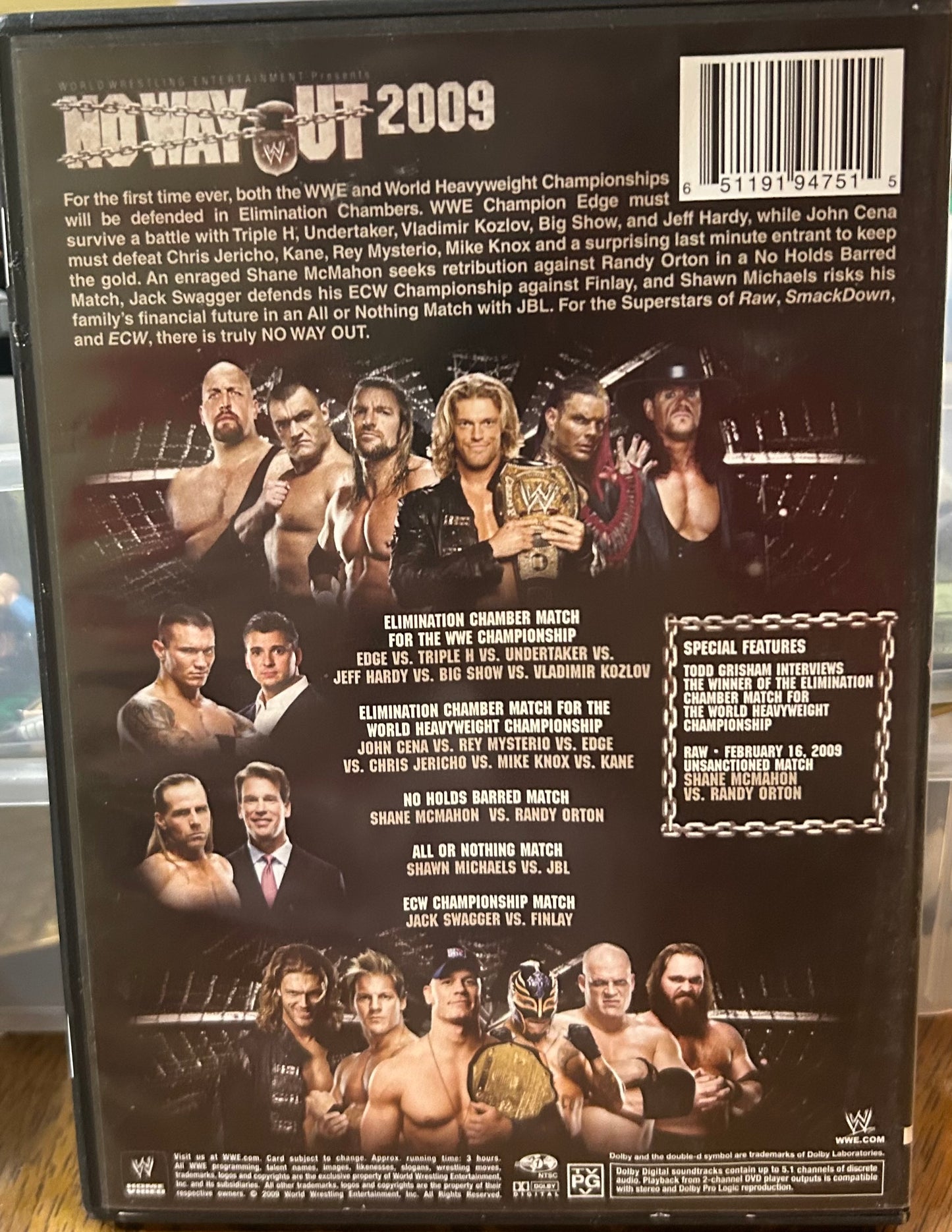 WWE “No Way Out 2009” DVD (Undertaker, Jeff Hardy, Edge & so much more)