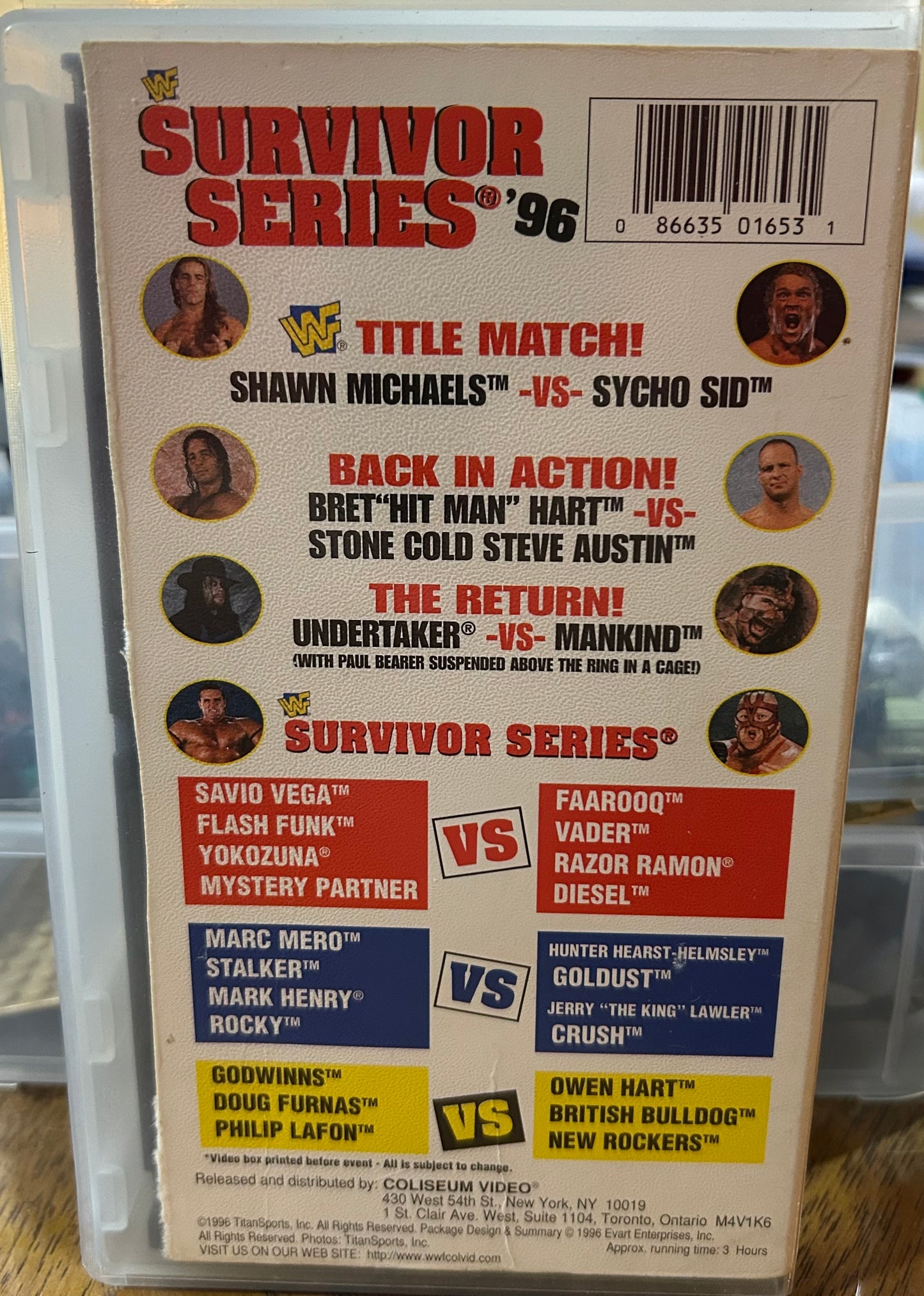 * WWF WWE “Survivor Series 1996” VHS (Coliseum Home Video)