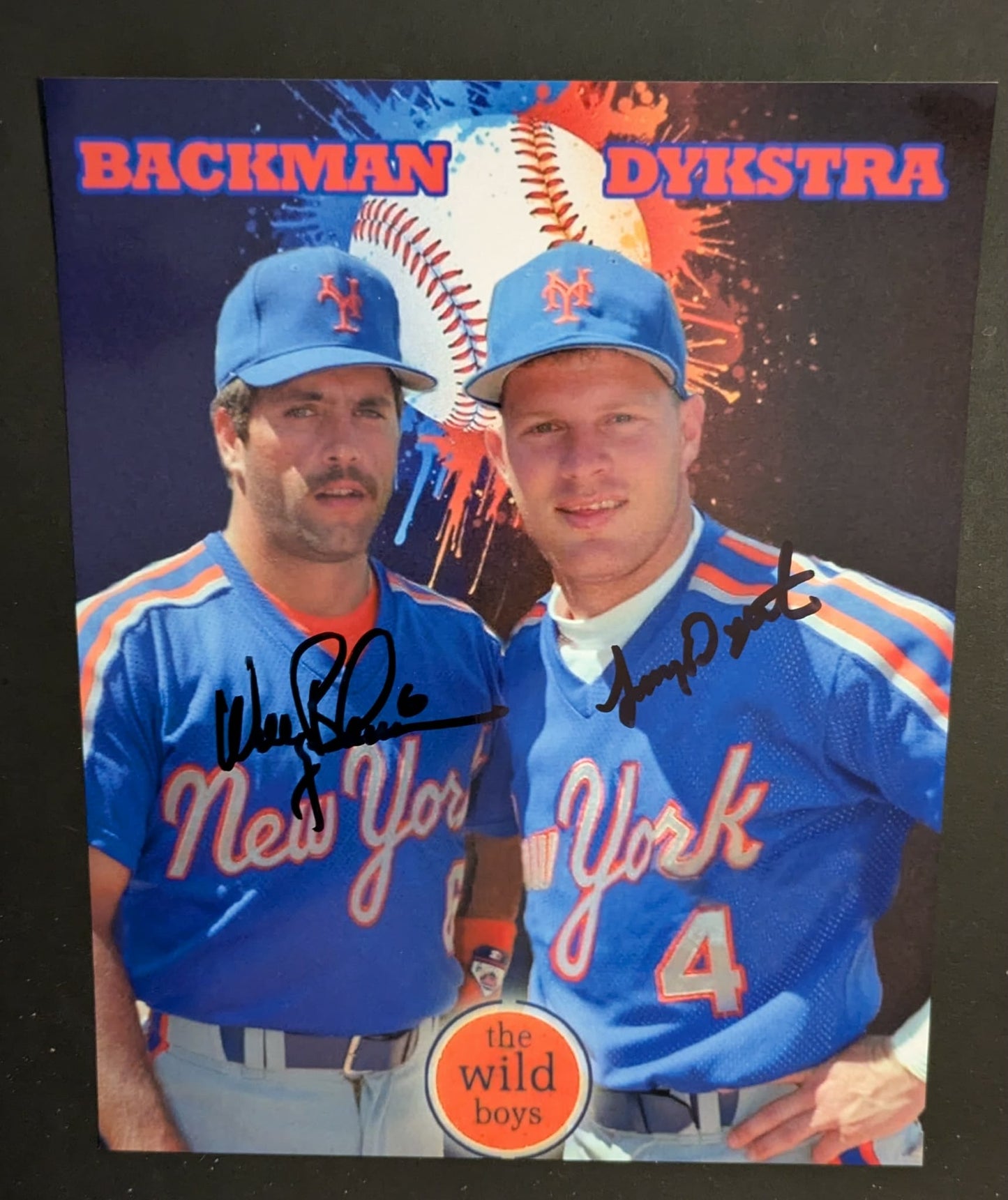 NY Mets 1986 Signed Photo Lenny Dykstra Wally Backman "The Wild Boys" (Tough to Find Dual Auto)