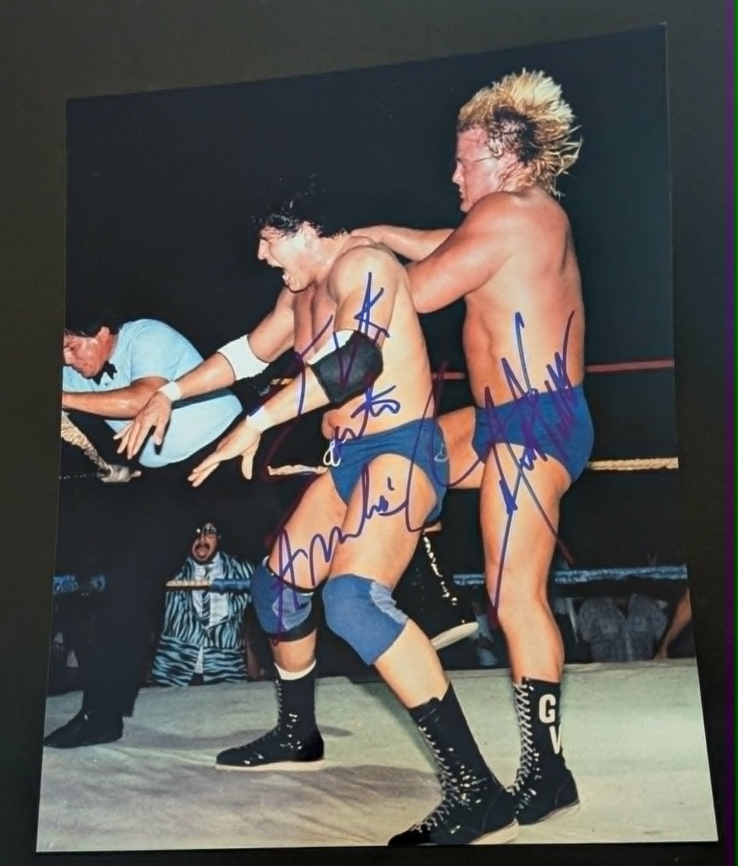 Greg Valentine & Tito Santana Pose 2 Dual Signed Photo COA