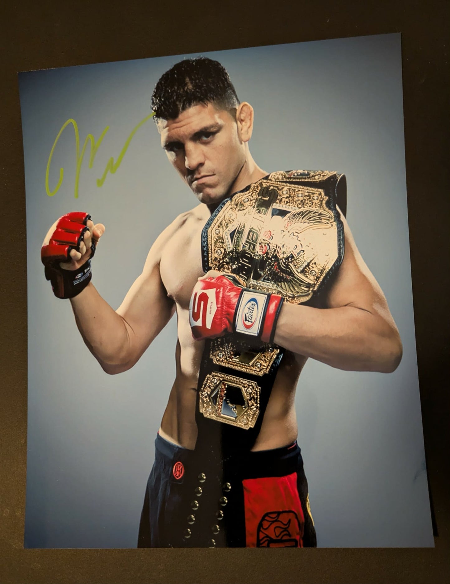 Nick Diaz Pose 3 (Green Ink) Signed Photo COA
