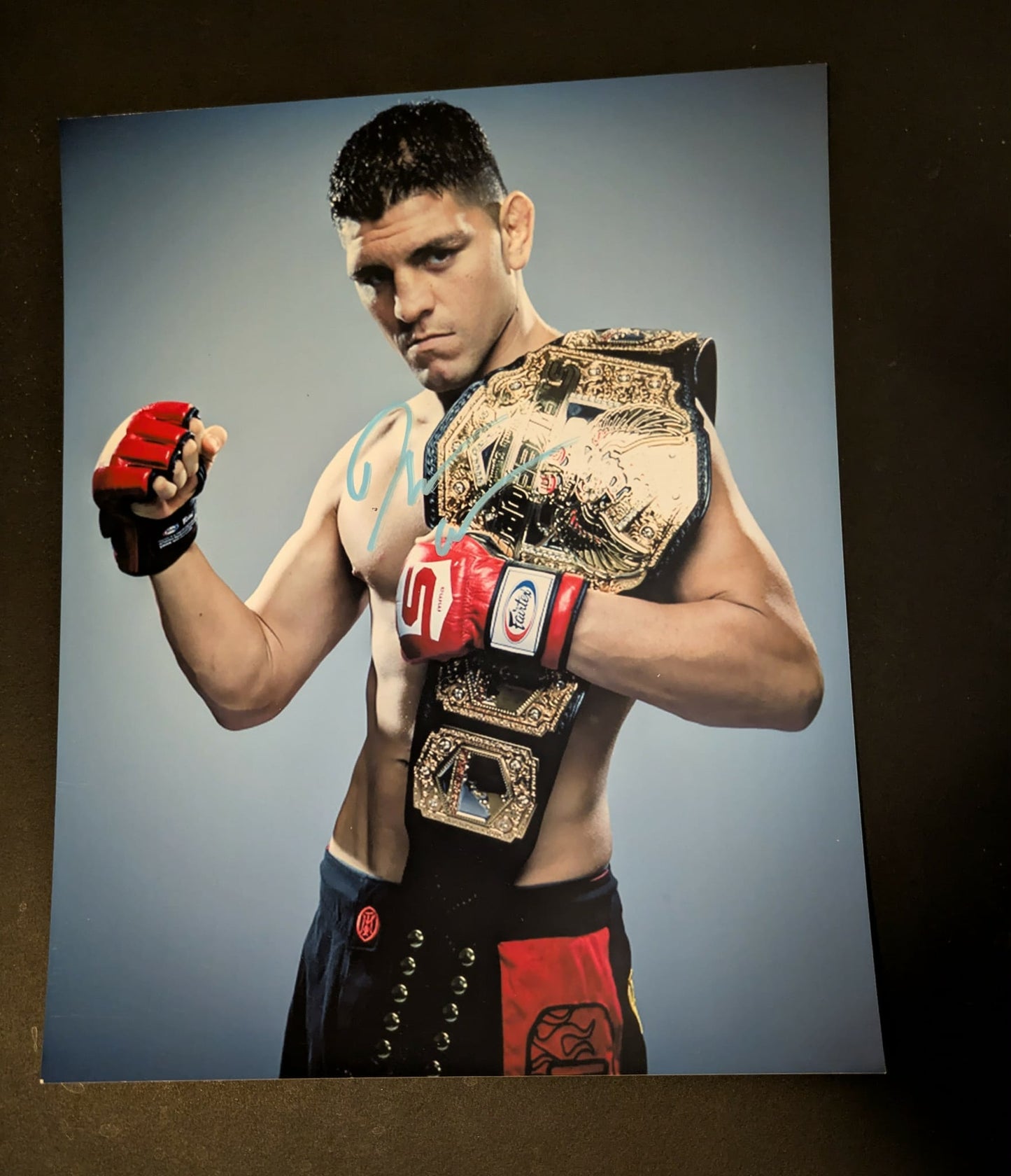 Nick Diaz Pose 3 (Blue Ink) Signed Photo COA