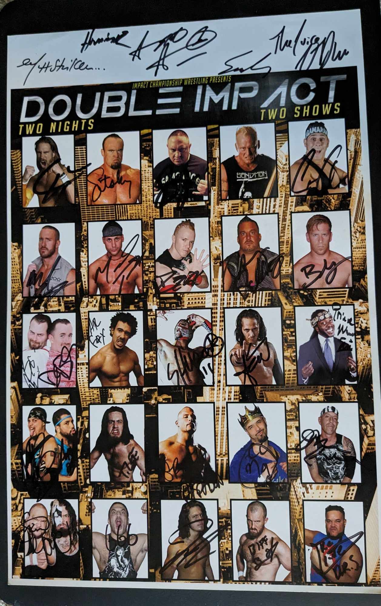 ICW Double Impact Signed 11x17 Poster Photo 30+ Autos