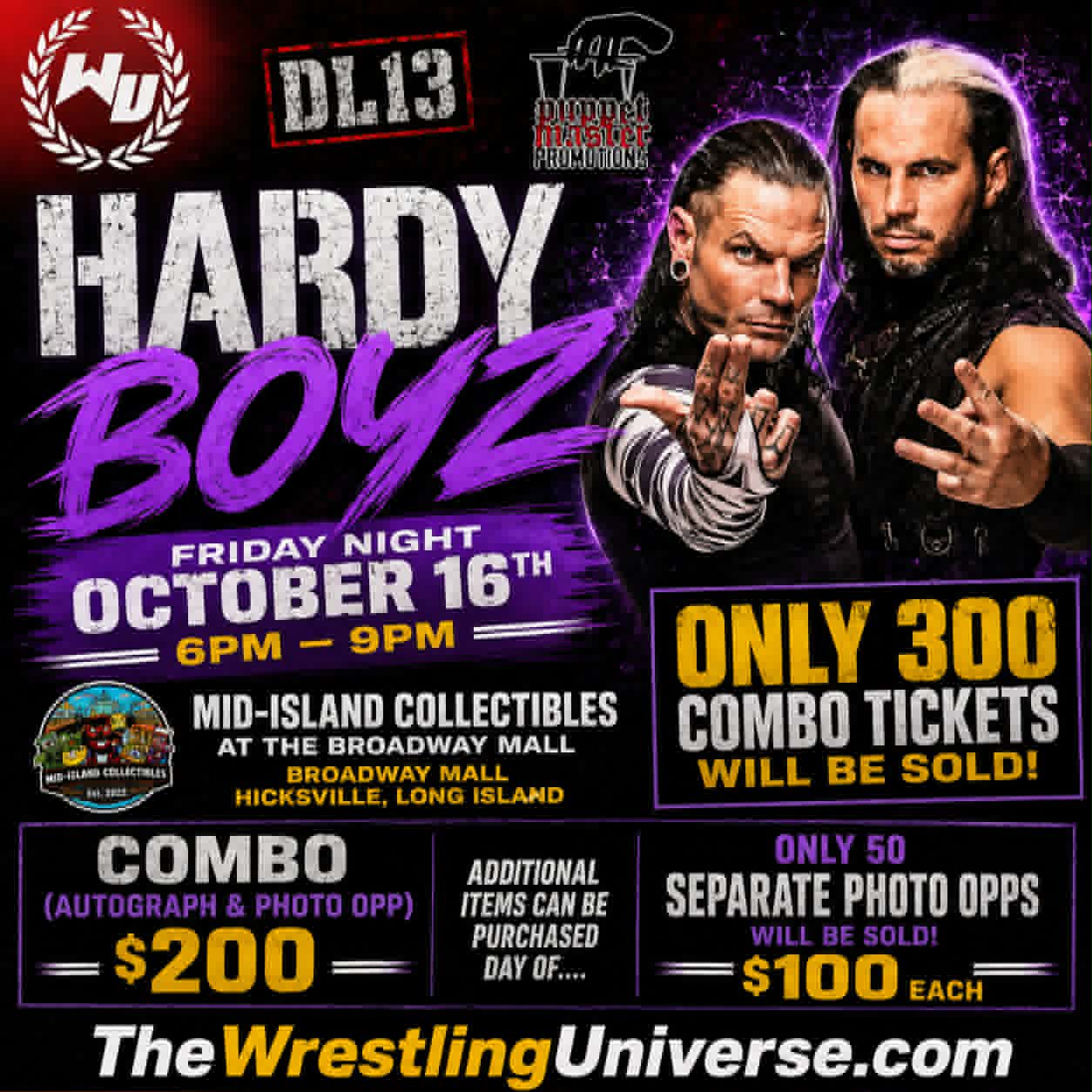Hardy Boyz Meet & Greet Fri Oct 16th 6-9PM Mid-Island Collectibles @ Broadway Mall Hicksville LI