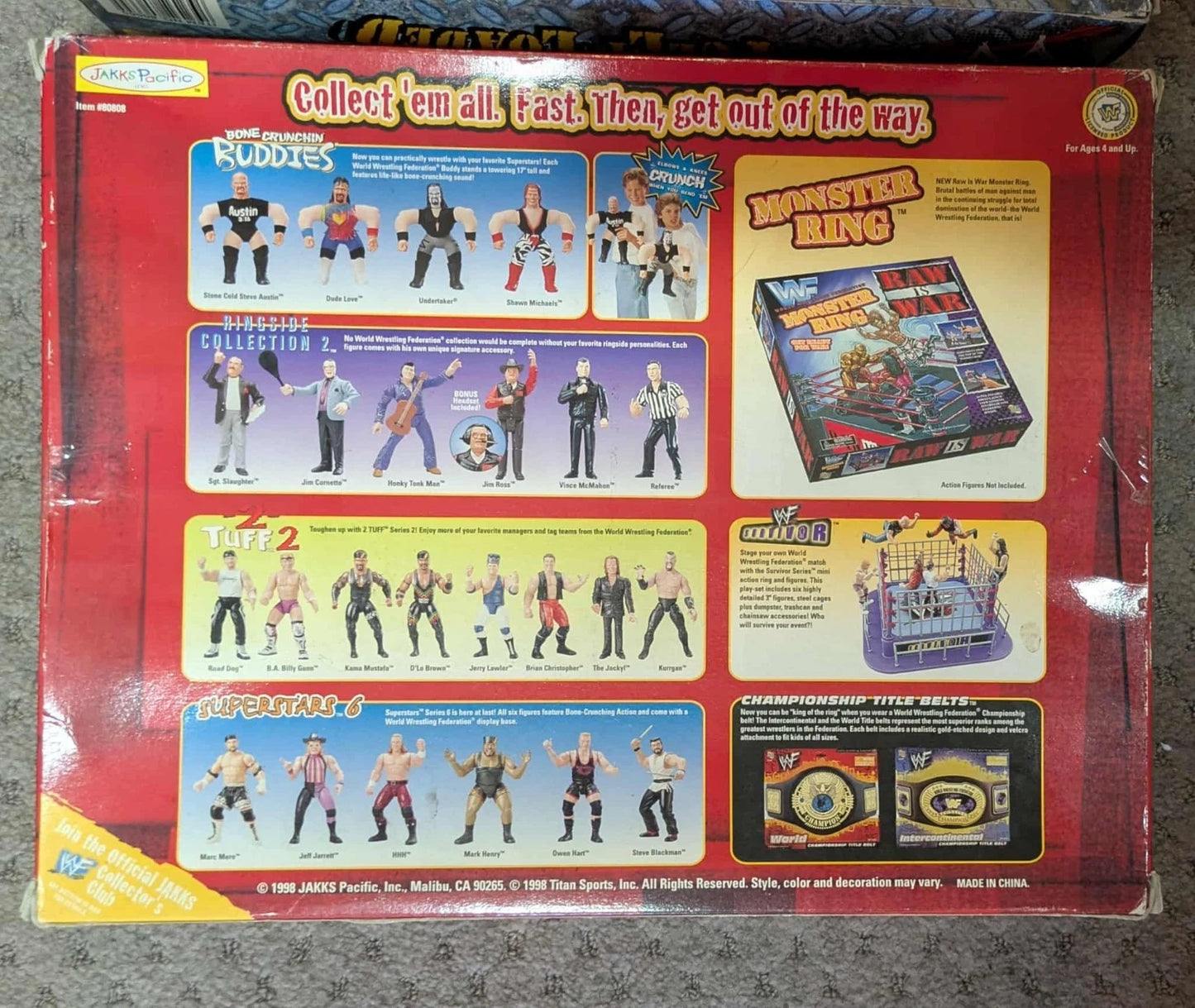 1998 Jakks Pacific WWF Off the Mat Title Belts Action Figure Set (4-Pack)