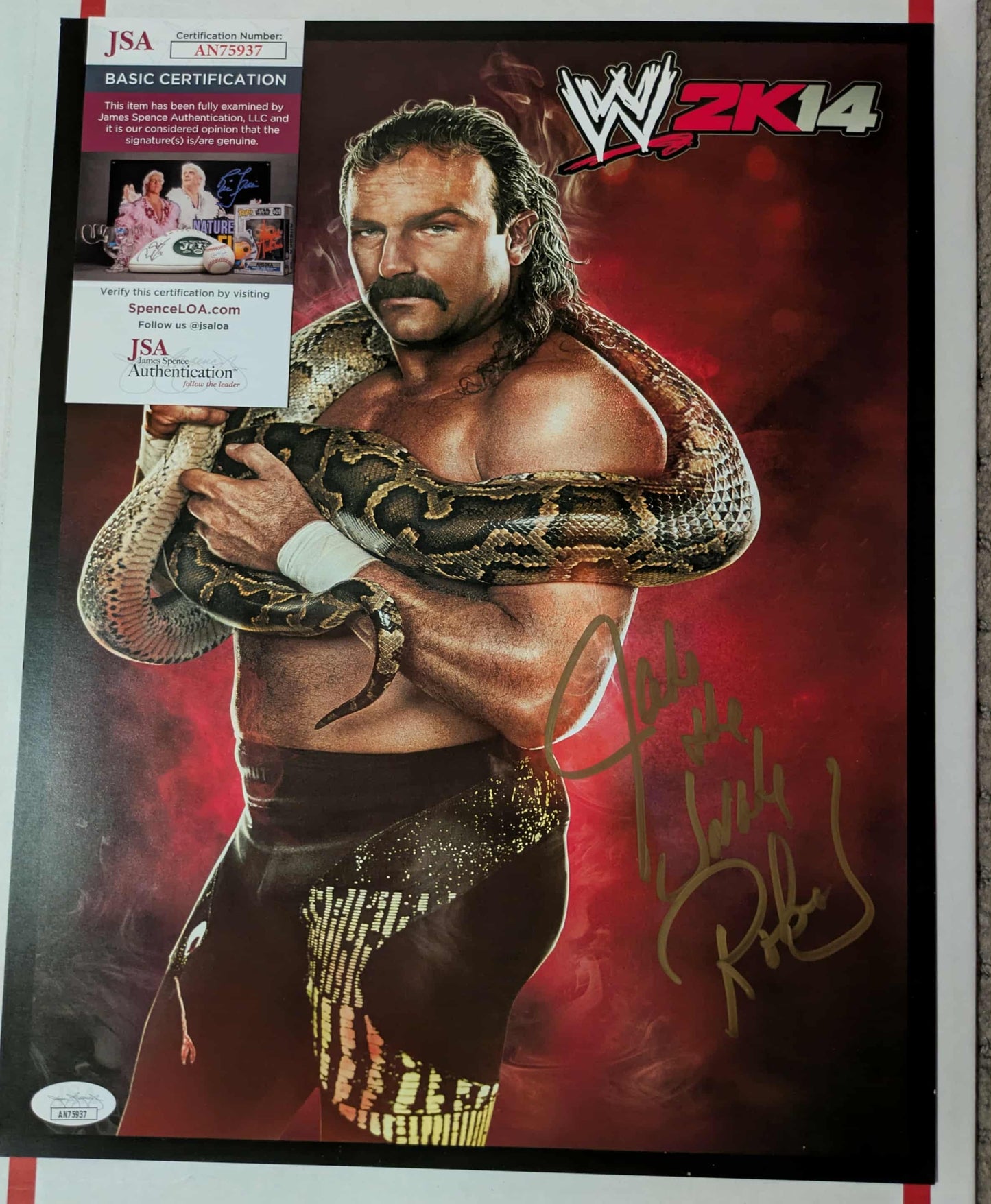 Jake The Snake Roberts Signed 11x14 Photo JSA (w/Toploader)