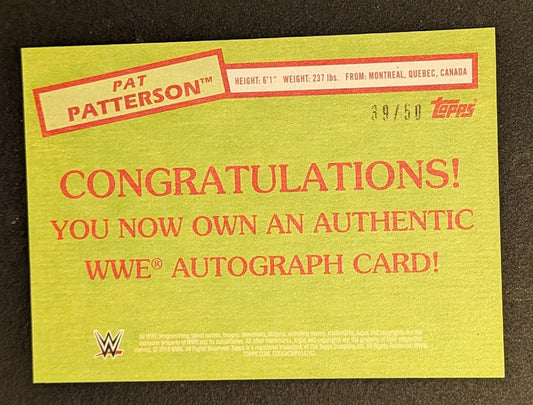 Pat Patterson RARELY SEEN BLACK 2015 Topps Heritage WWE Signed #39/50