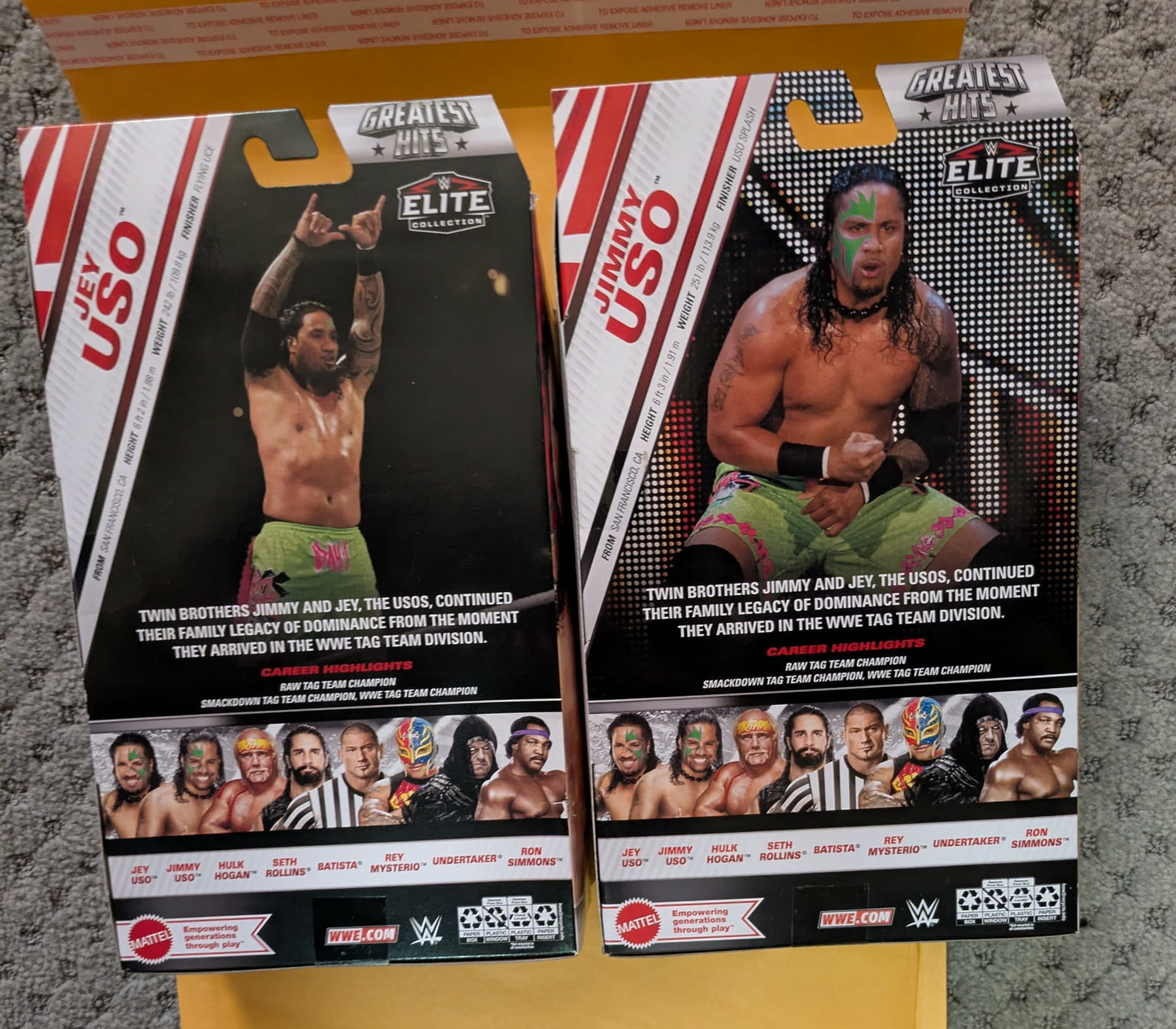 Holiday Special - Jey Uso & Jimmy Uso WWE Elite Greatest Hits 7 Mattel Action Figure Lot of 2