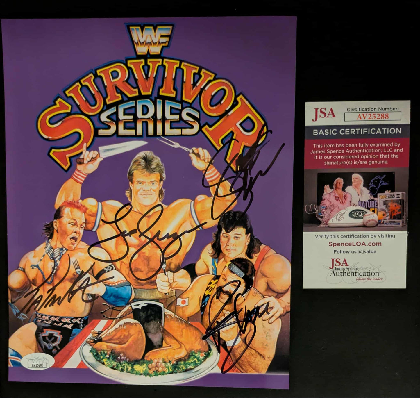 Survivor Series 1993 Lex Luger Steiner Brothers Tatanka Signed Photo JSA COA RARE