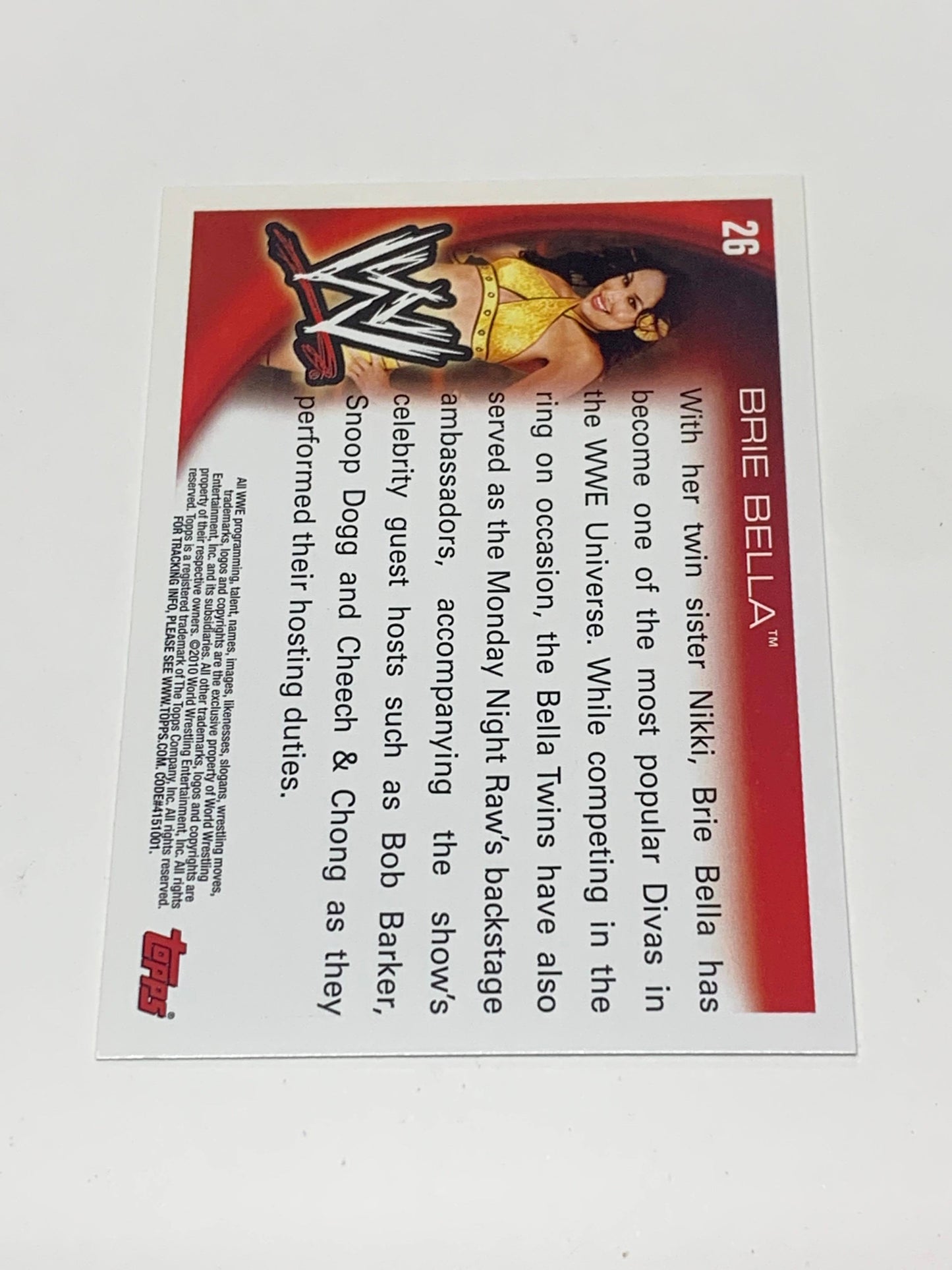 Brie Bella 2010 WWE Topps Card #26