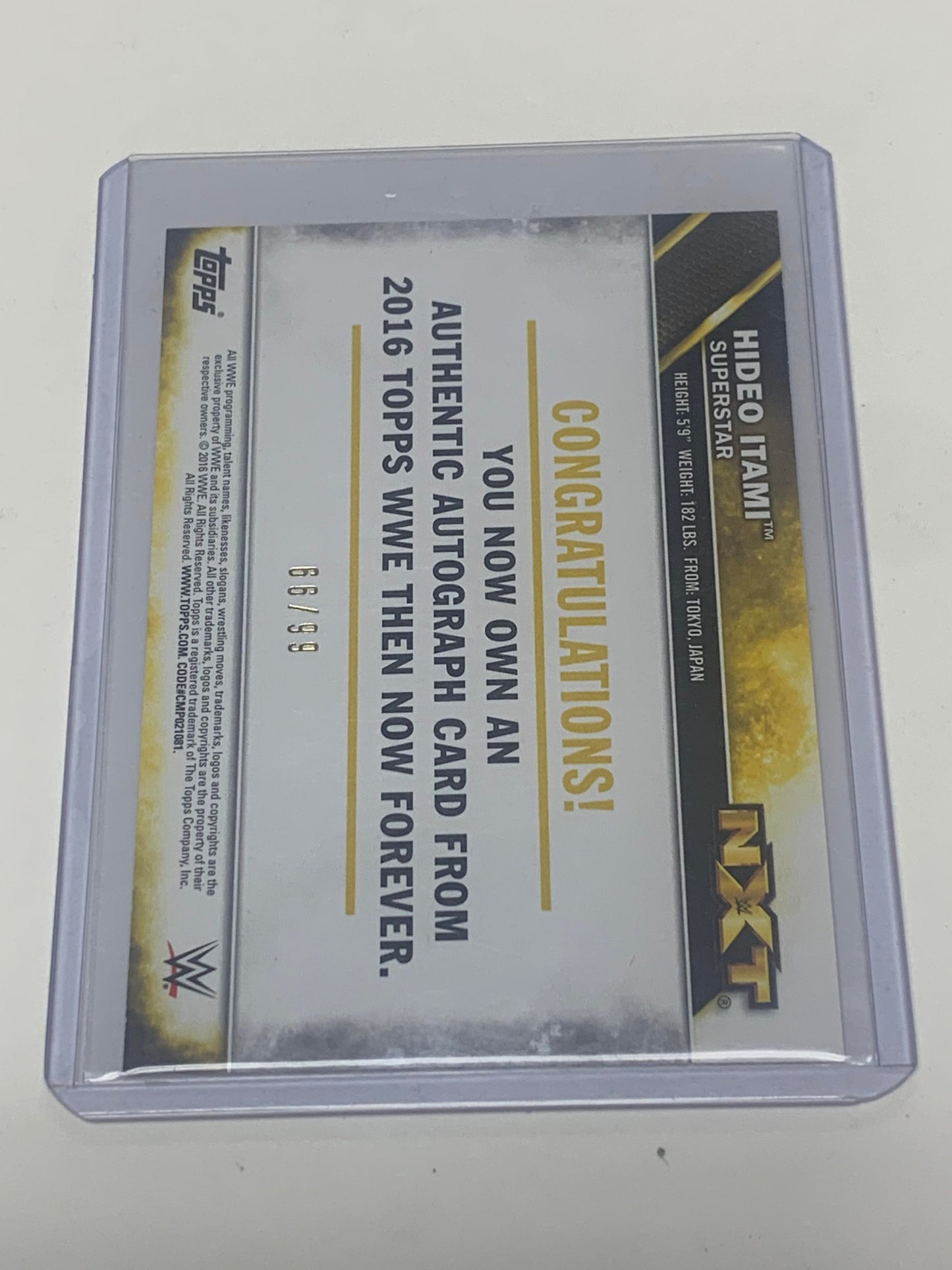 Hideo Itami 2016 WWE NXT SIGNED #66/99