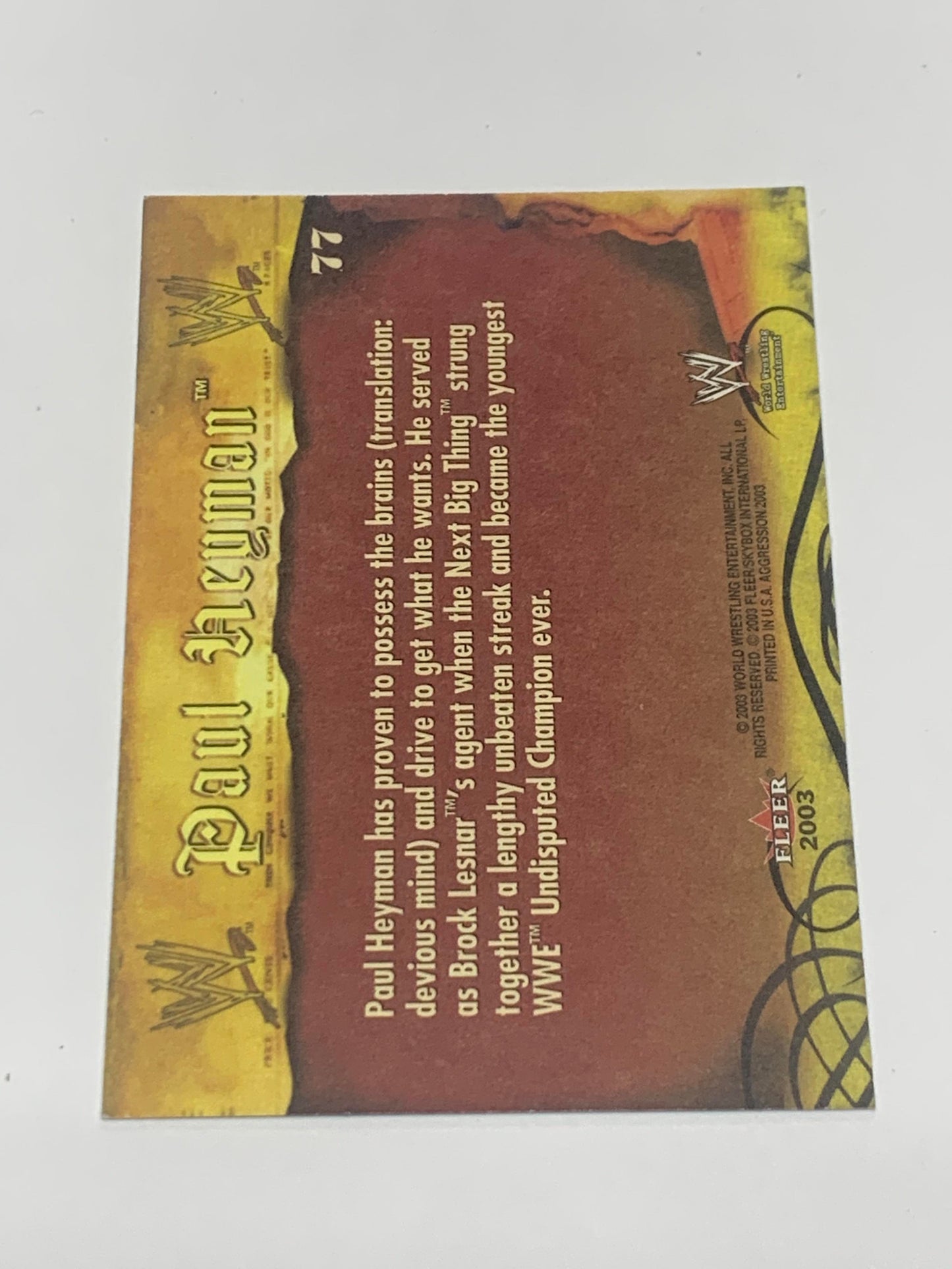 Paul Heyman 2003 WWE Fleer “Aggression” #77