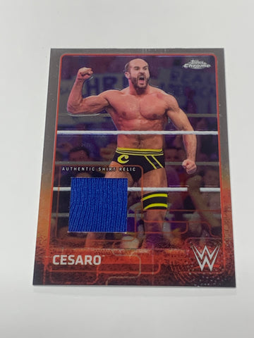 Cesaro 2015 WWE Topps Chrome Authentic Event-Used Shirt Relic Card