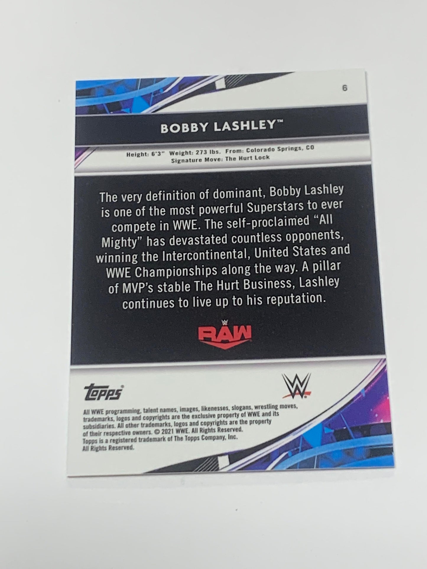 Bobby Lashley 2021 WWE Topps Finest “Orange REFRACTOR” #/25