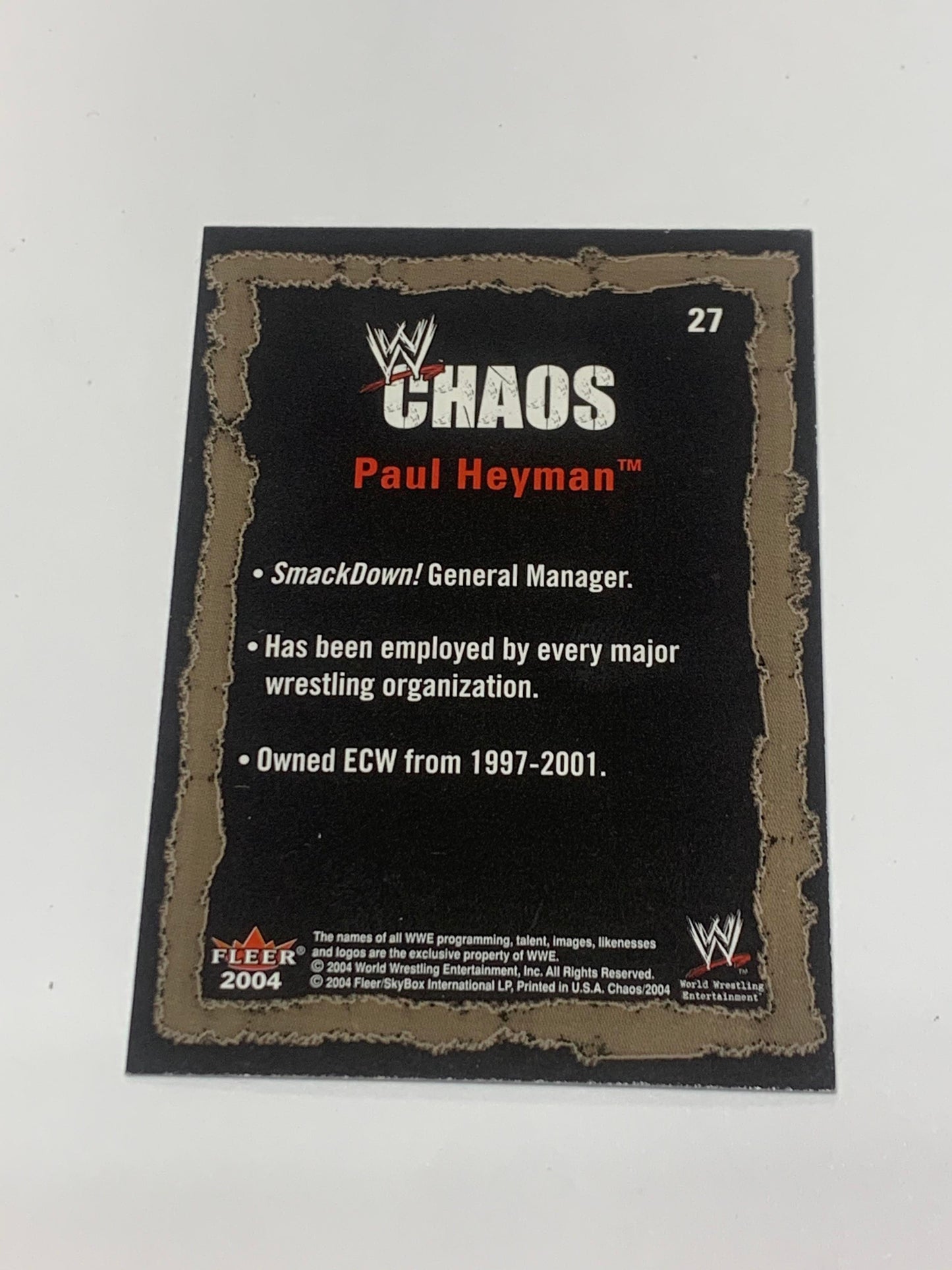 Paul Heyman 2004 WWE Fleer “Chaos” Card #27
