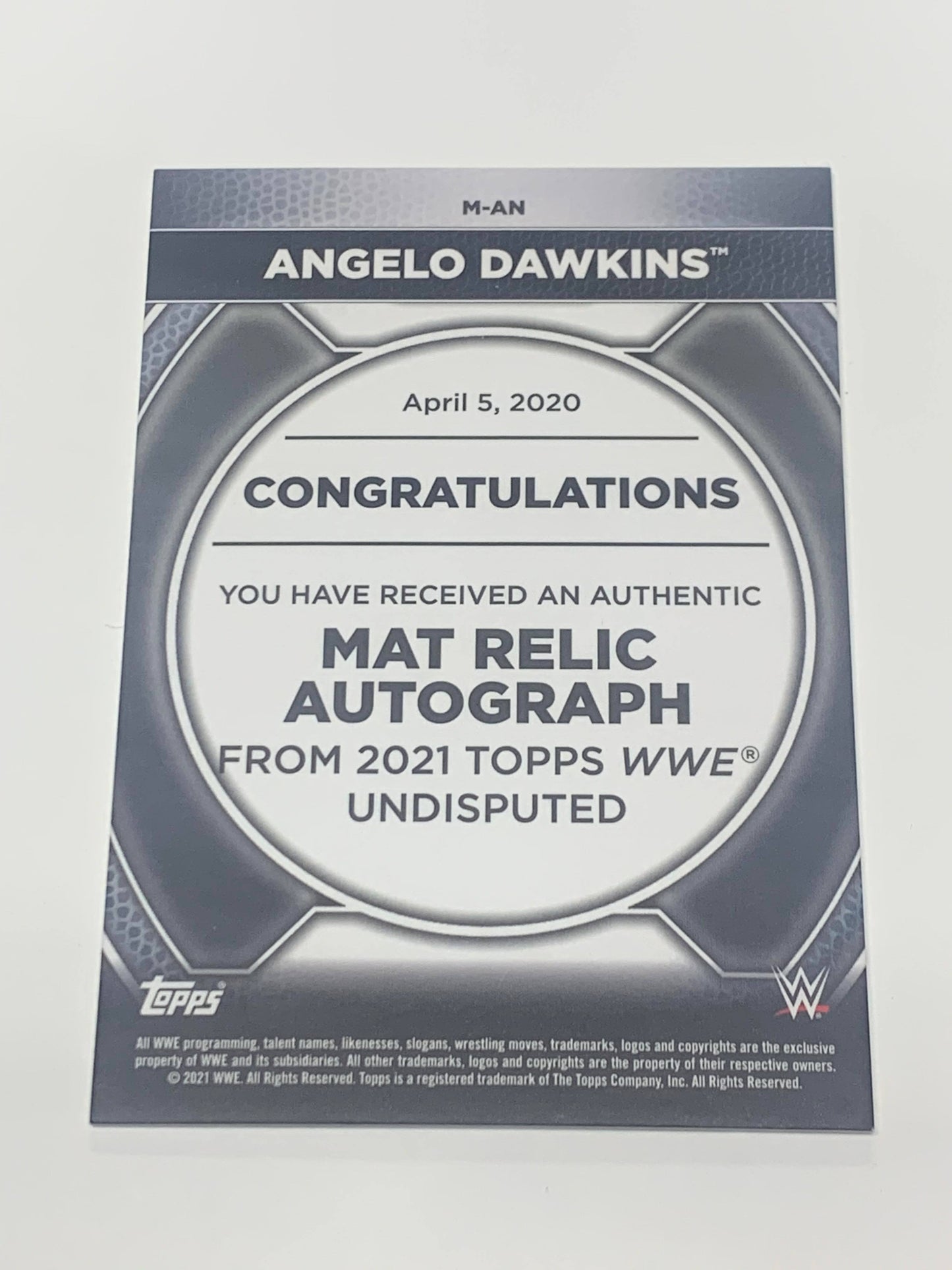 Angelo Dawkins Street Profits 2021 WWE Topps Undisputed Relic Autograph /99