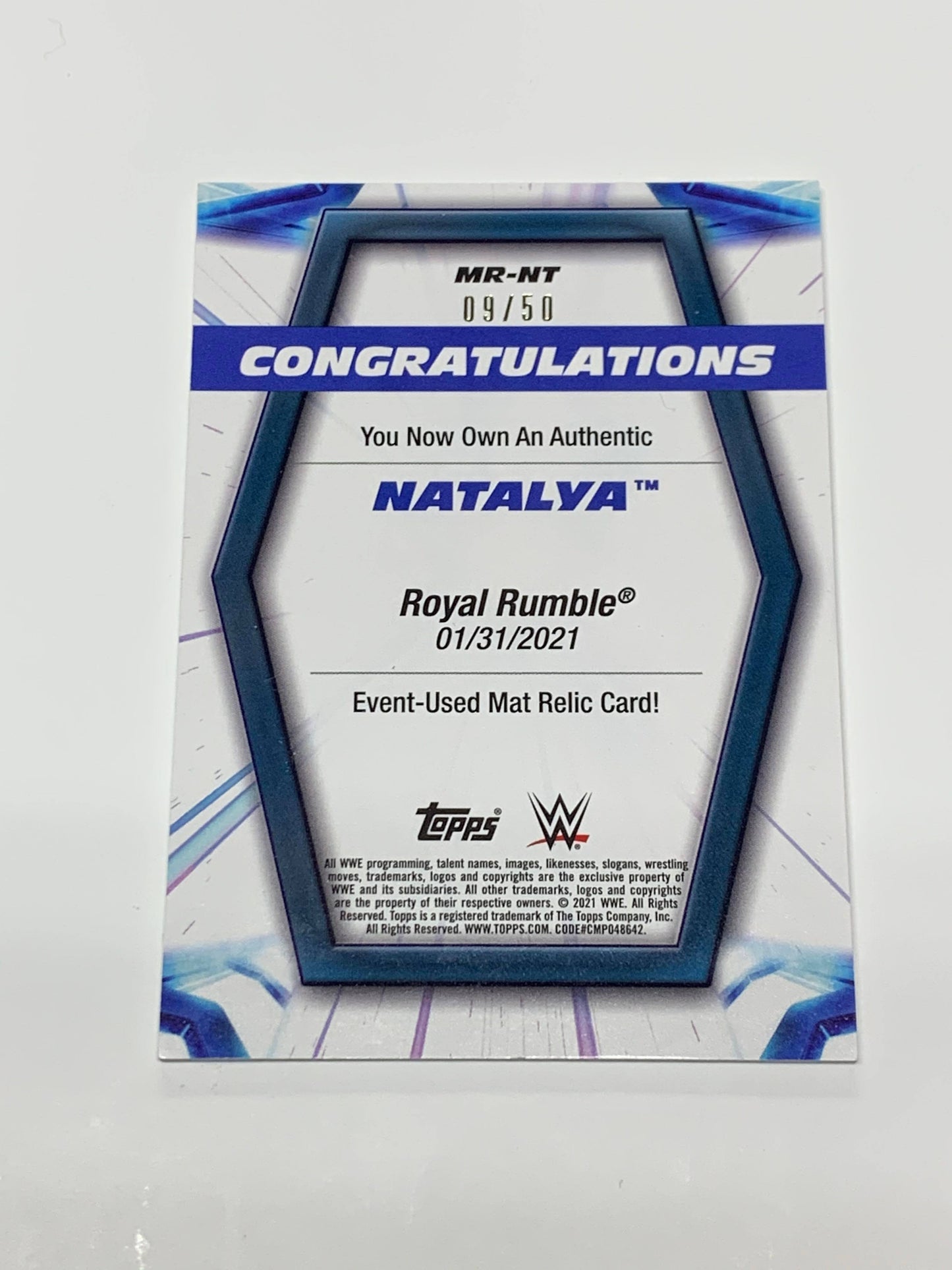 Natalya 2021 Topps Royal Rumble Event-Used Mat Relic Green #/50